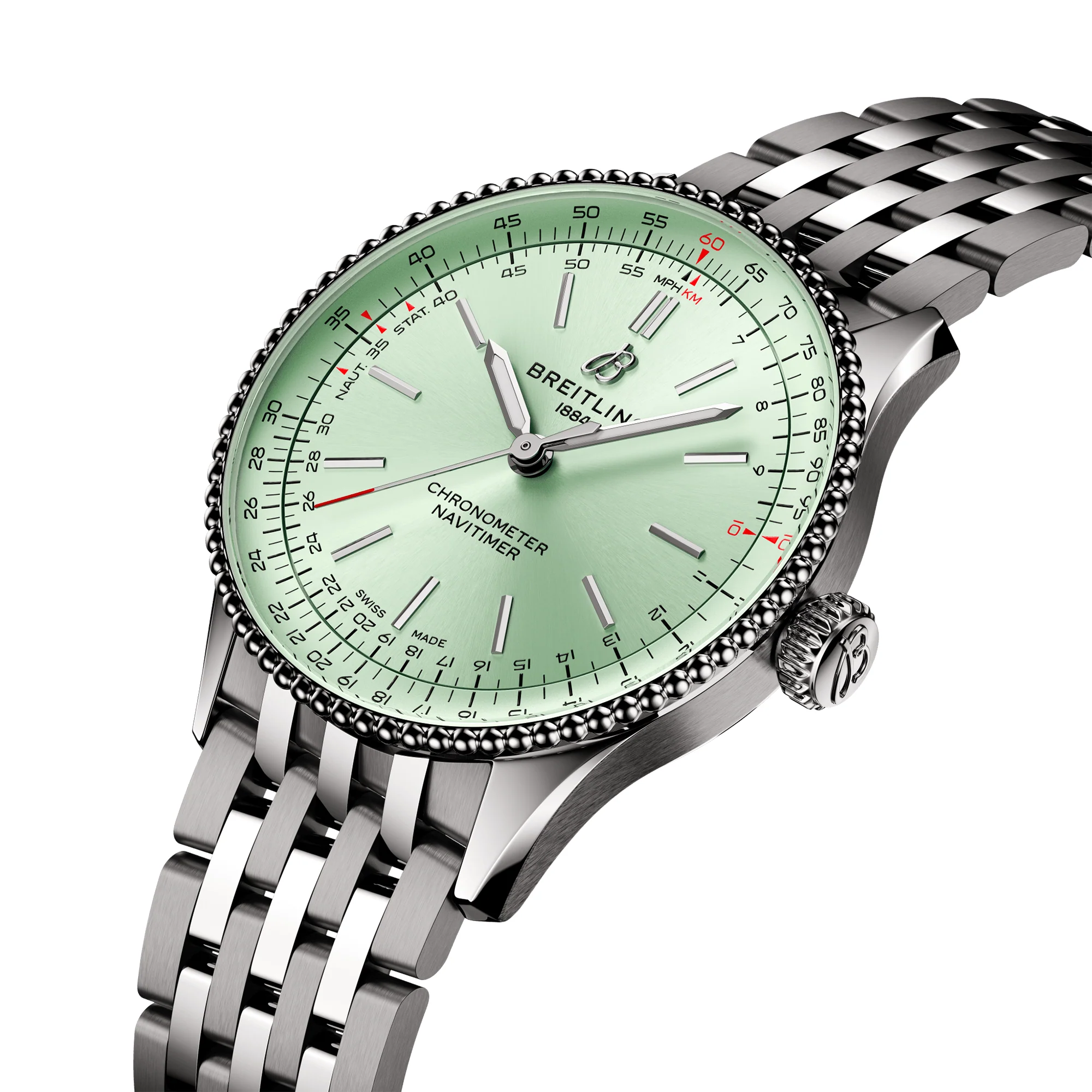 Navitimer 36mm Mint Green Dial Ladies Bracelet Watch - Image 2