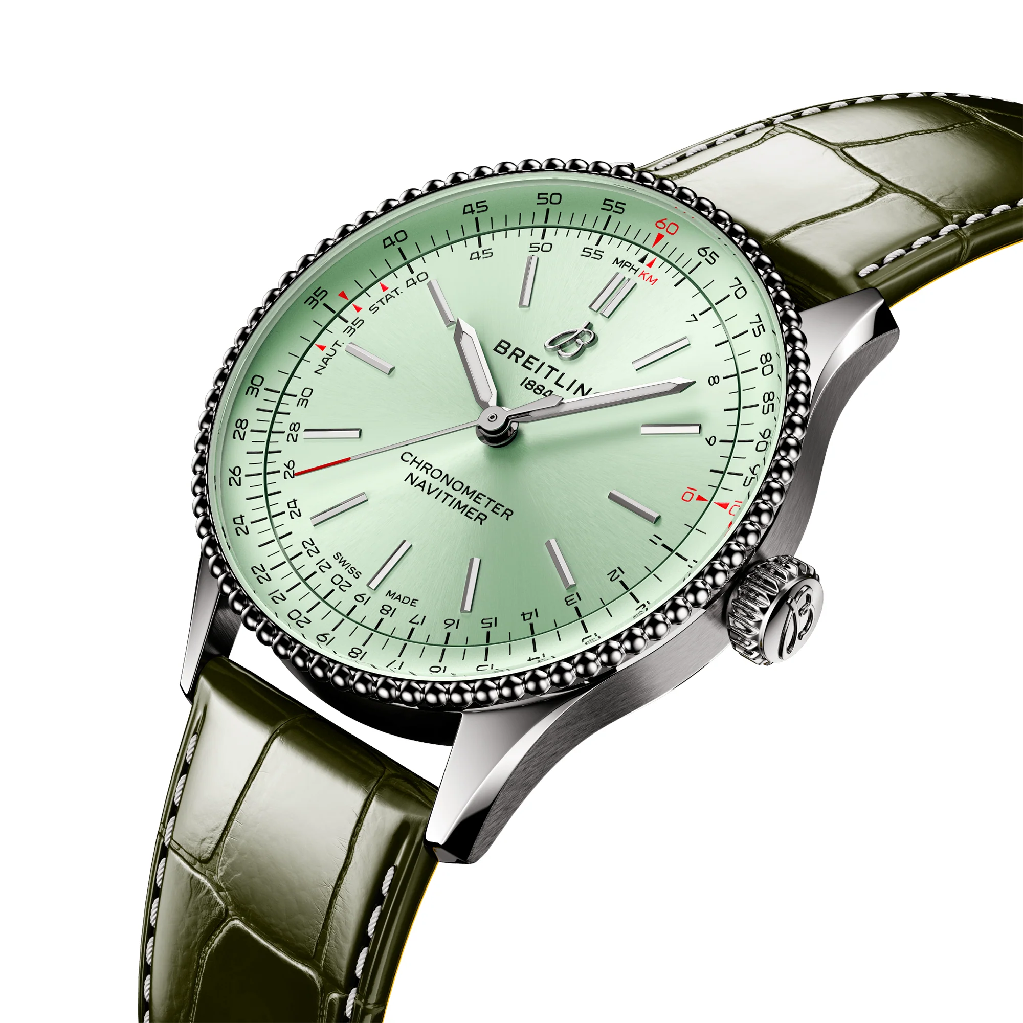 Navitimer 36mm Mint Green Dial Ladies Strap Watch - Image 2