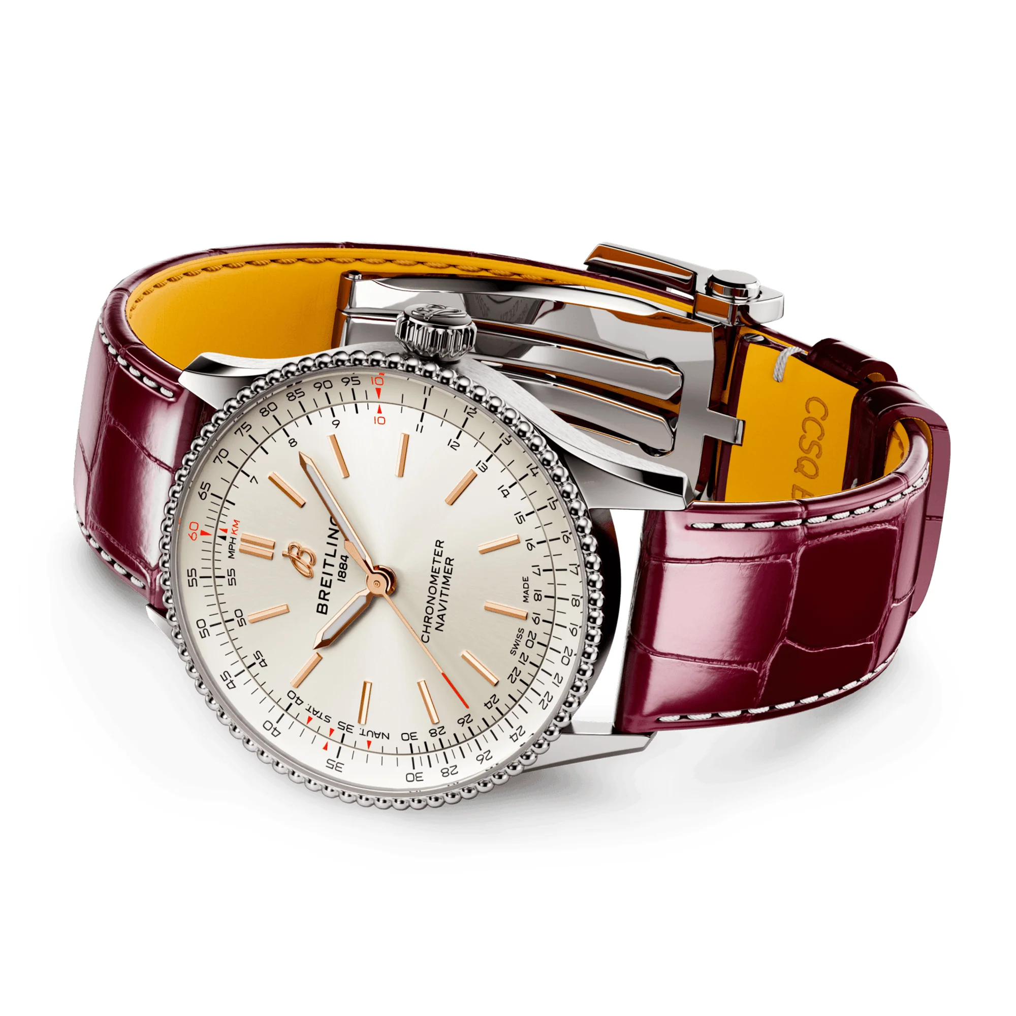 Navitimer 36mm Silver/Rose Dial Ladies Strap Watch - Image 3