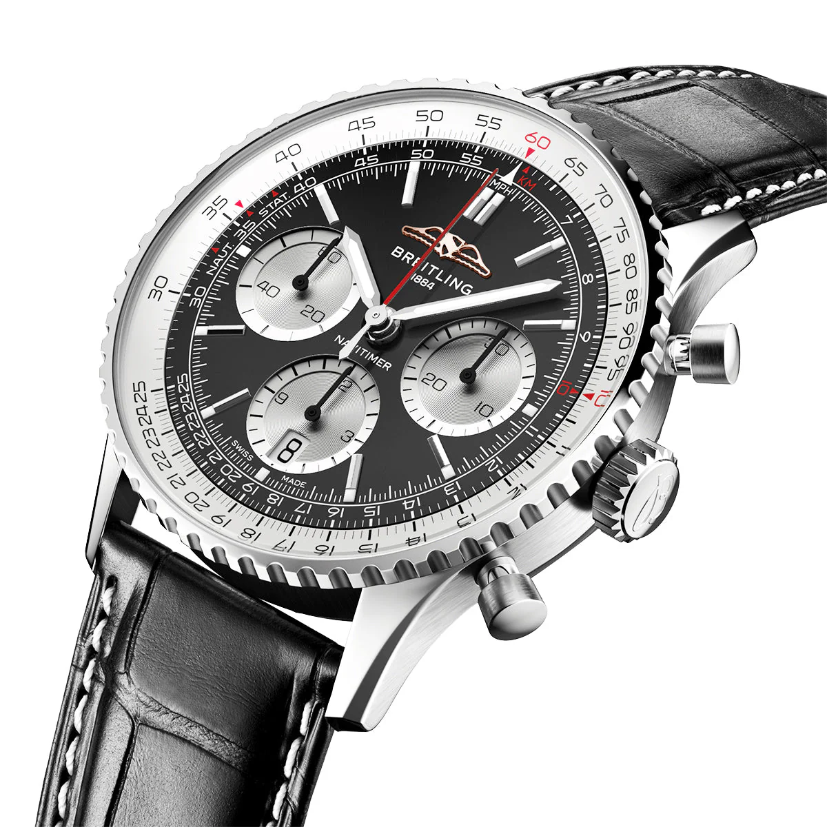 Navitimer 41mm Black Dial Automatic Chronograph Strap Watch - Image 2