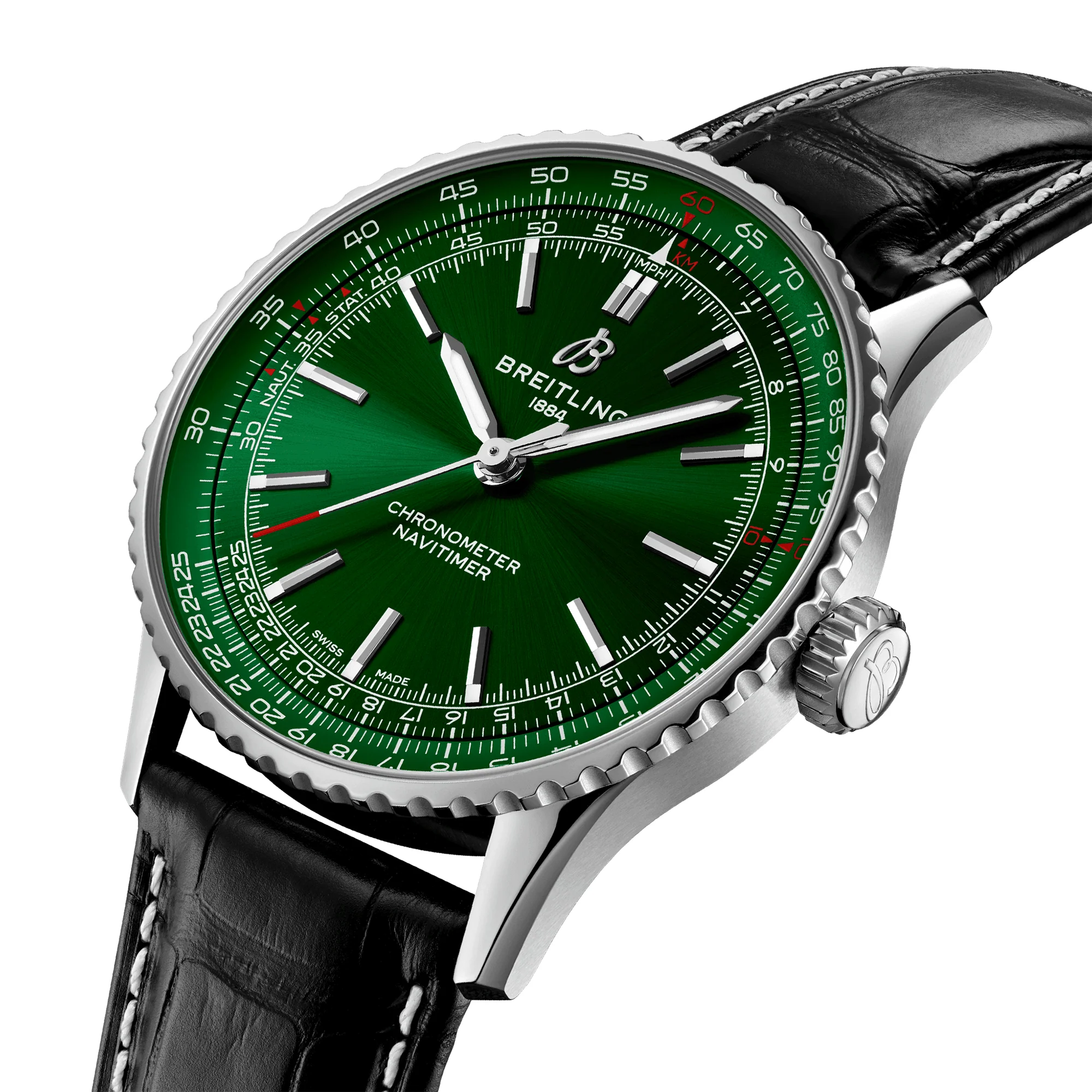 Navitimer 41mm Green Dial Men's Automatic Strap Watch - Image 2