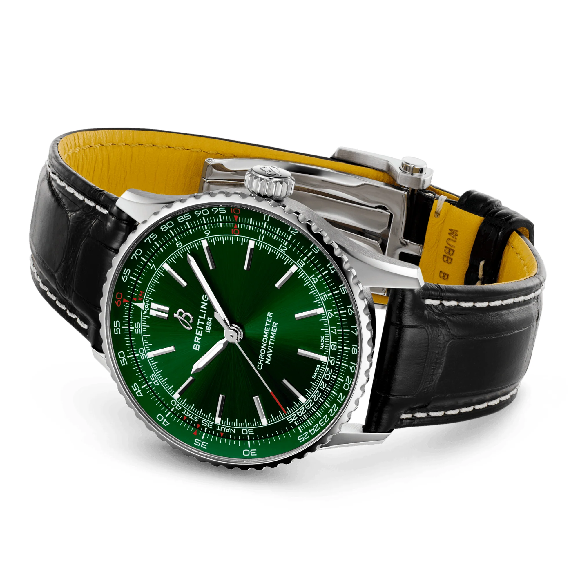 Navitimer 41mm Green Dial Men's Automatic Strap Watch - Image 4