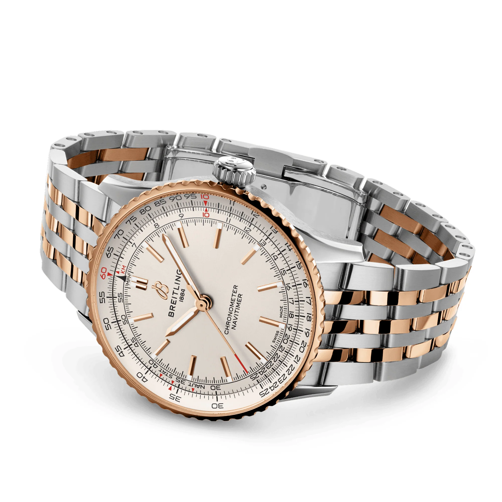 Navitimer 41mm Two-Tone Silver Dial Mens Bracelet Watch - Image 3