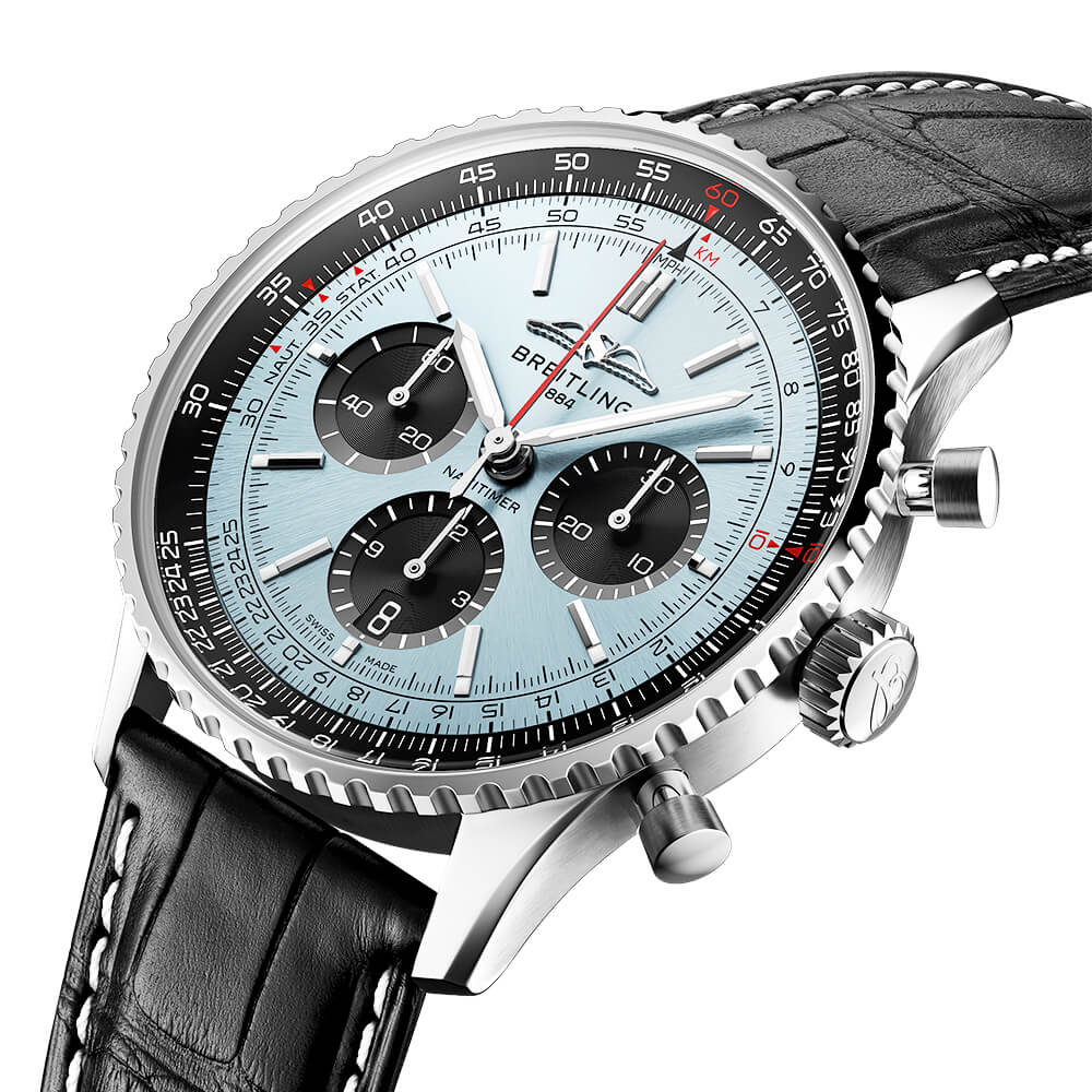 Navitimer 43mm Ice Blue/Black Dial Automatic Strap Watch - Image 2