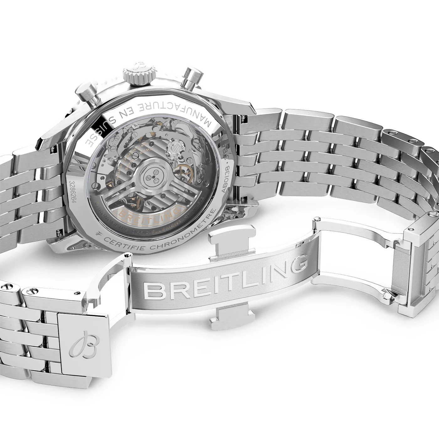 Navitimer 43mm Silver/Black Dial Mens Chronograph Bracelet Watch - Image 4