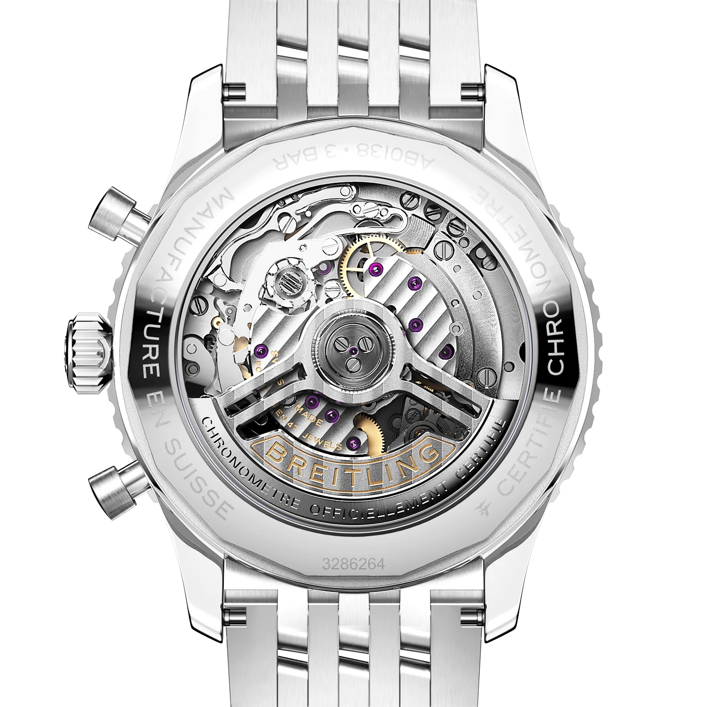Navitimer 43mm Silver/Black Dial Mens Chronograph Bracelet Watch - Image 5