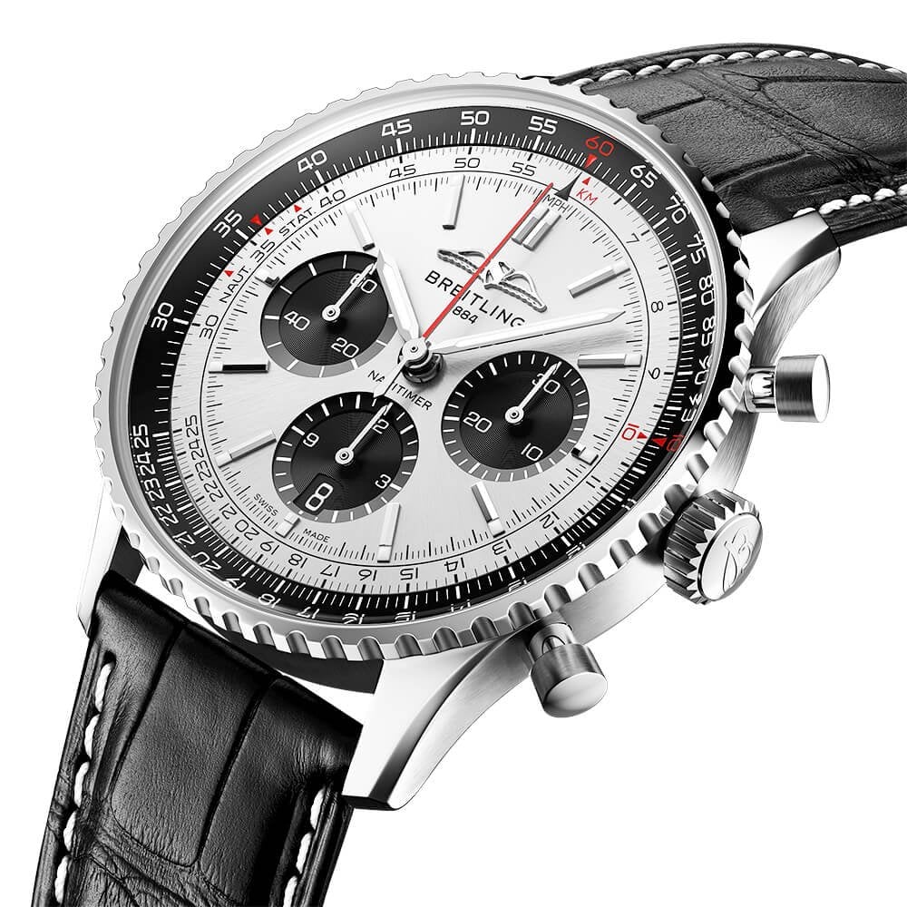 Navitimer 43mm Silver/Black Dial Men's Chronograph Watch - Image 2
