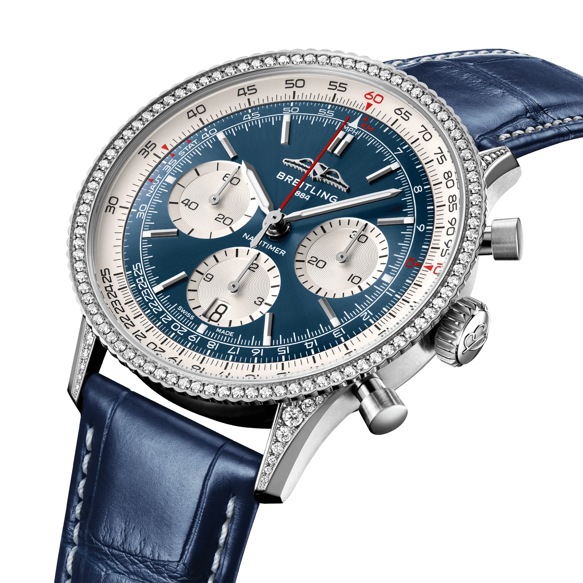 Navitimer Chronograph 41mm Blue Dial Diamond Bezel Watch - Image 2