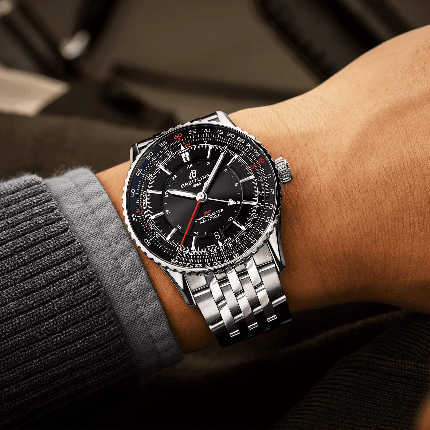 Navitimer GMT 41mm Black Dial Men's Automatic Bracelet Watch - Image 5
