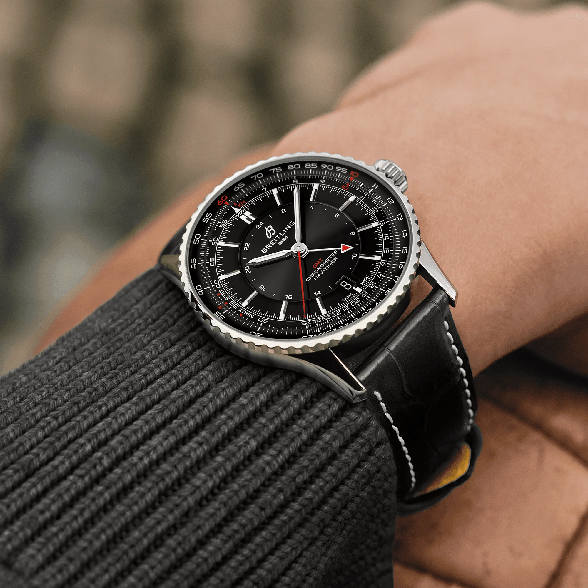 Navitimer GMT 41mm Black Dial Men's Automatic Strap Watch - Image 5