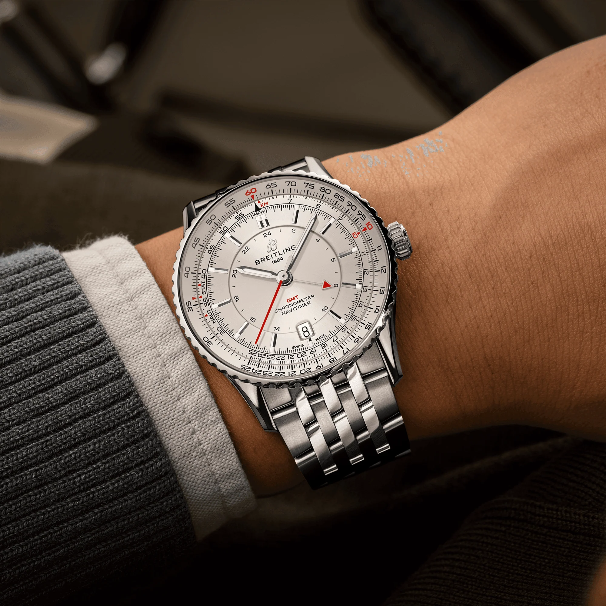Navitimer GMT 41mm Cream Dial Men's Automatic Bracelet Watch - Image 4