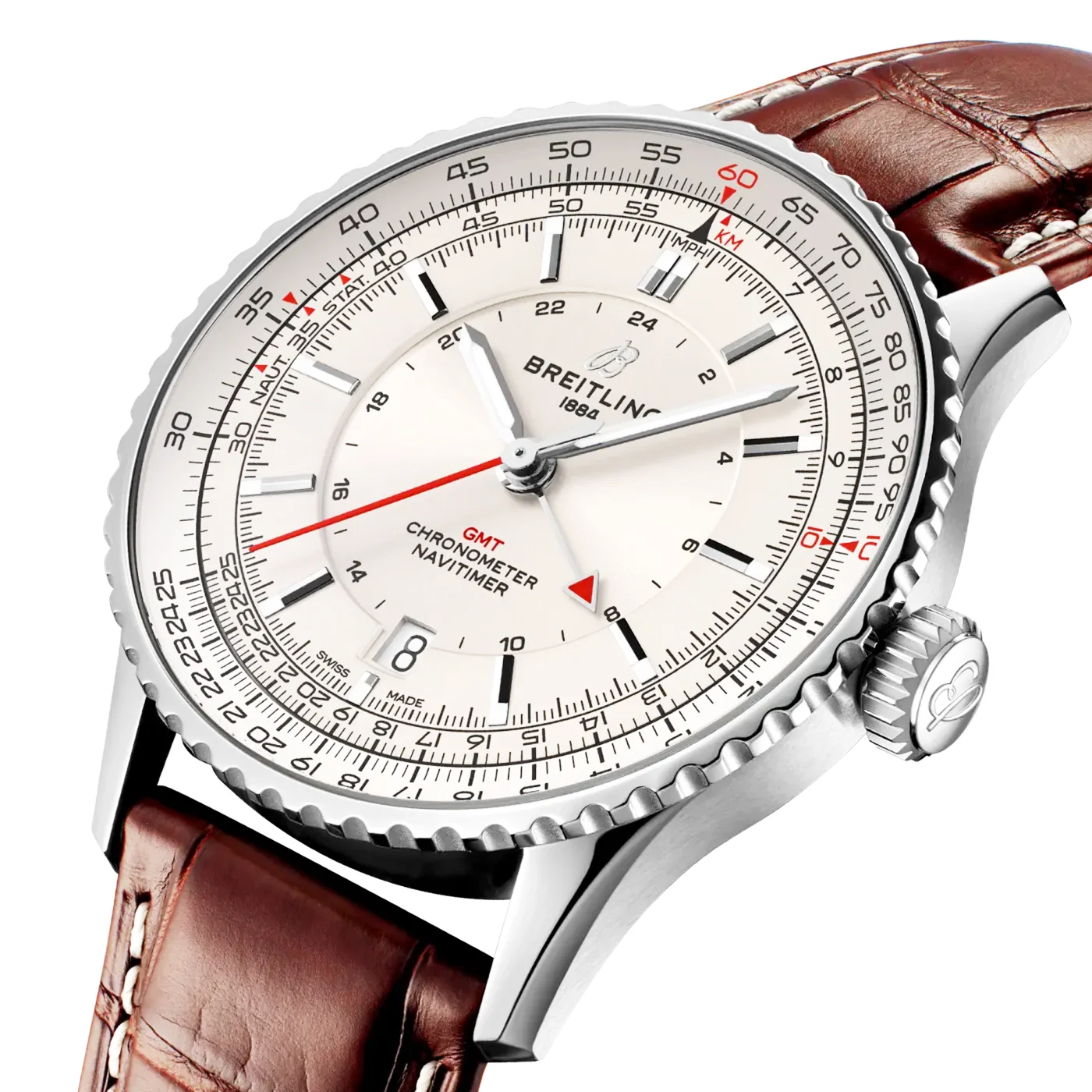 Navitimer GMT 41mm Silver Dial Mens Automatic Strap Watch - Image 2