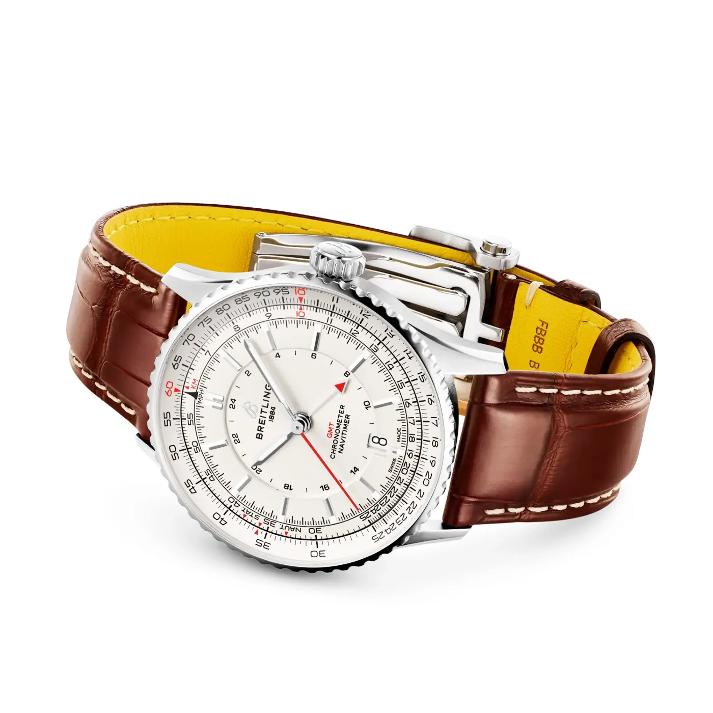 Navitimer GMT 41mm Silver Dial Mens Automatic Strap Watch - Image 3