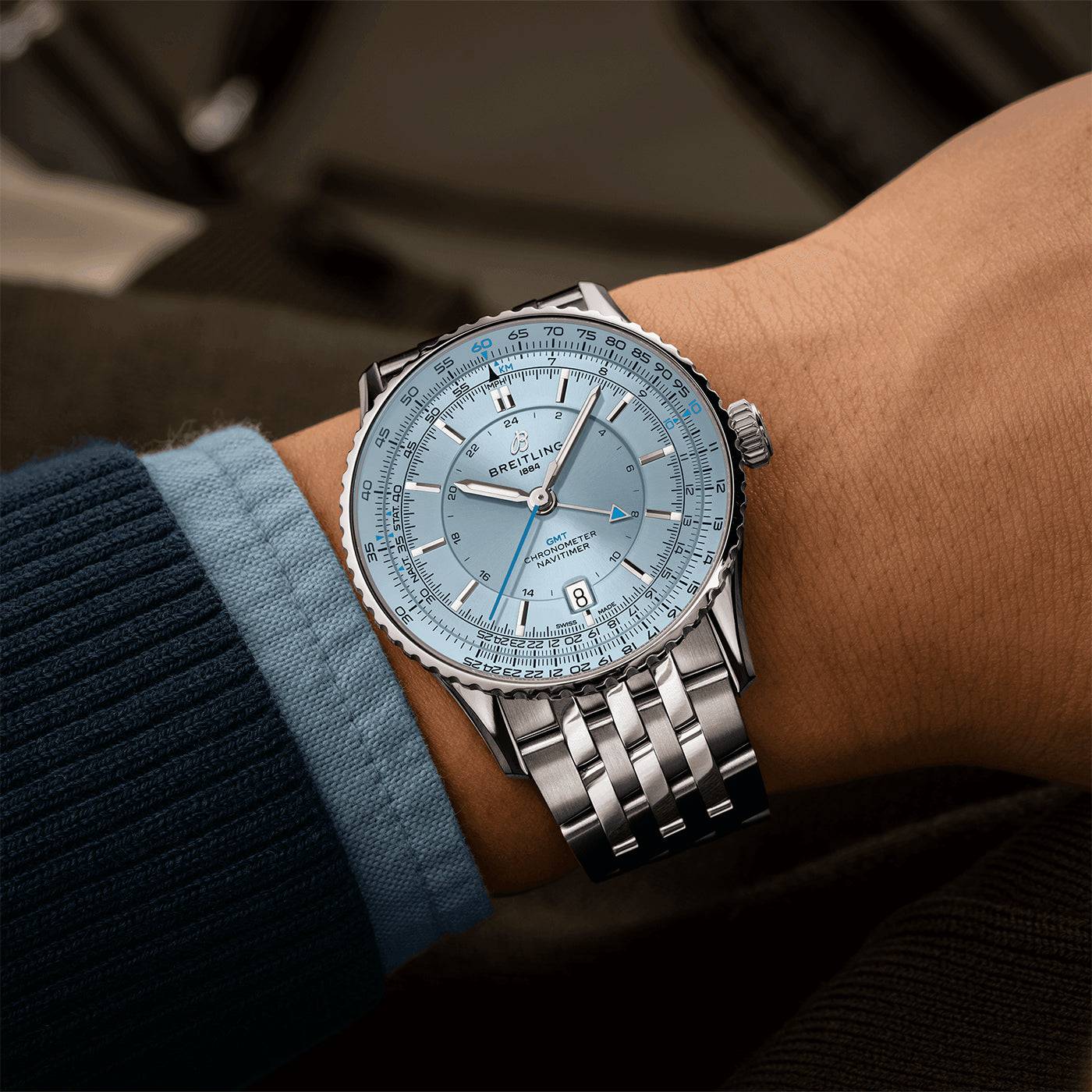 Navitimer GMT 41mm Ice Blue Dial Automatic Bracelet Watch - Image 4