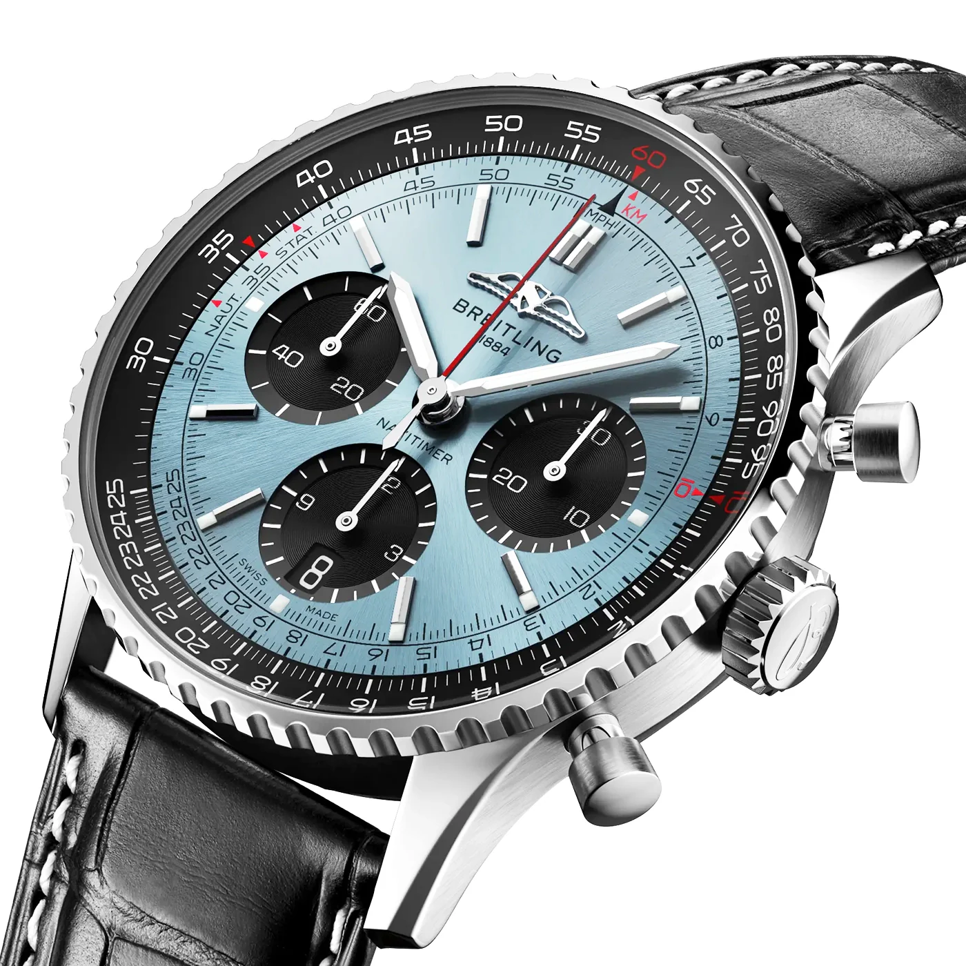Navitimer 41mm Ice Blue Dial Automatic Chronograph Strap Watch - Image 2