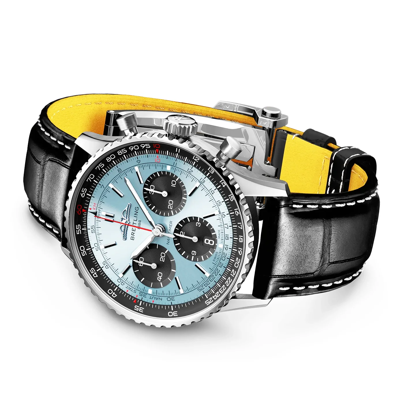 Navitimer 41mm Ice Blue Dial Automatic Chronograph Strap Watch - Image 3