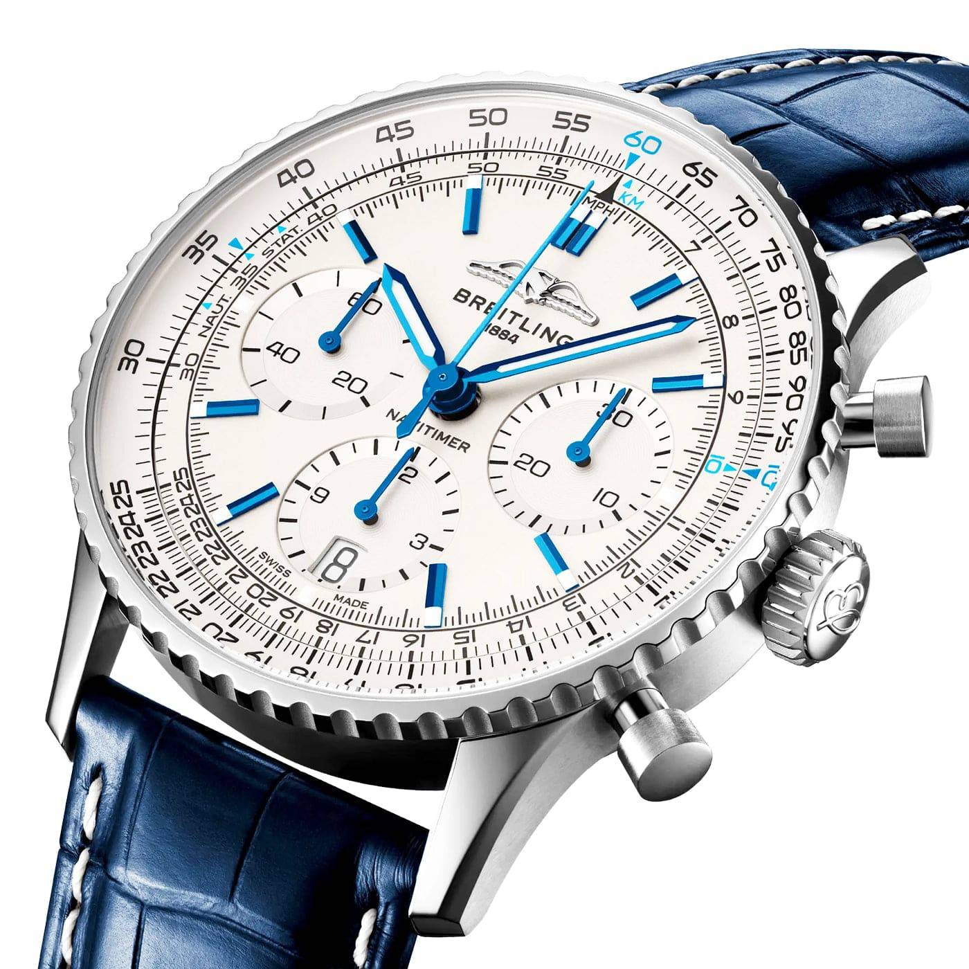 Navitimer 41mm White/Blue Dial Men's Chronograph Strap Watch - Image 2