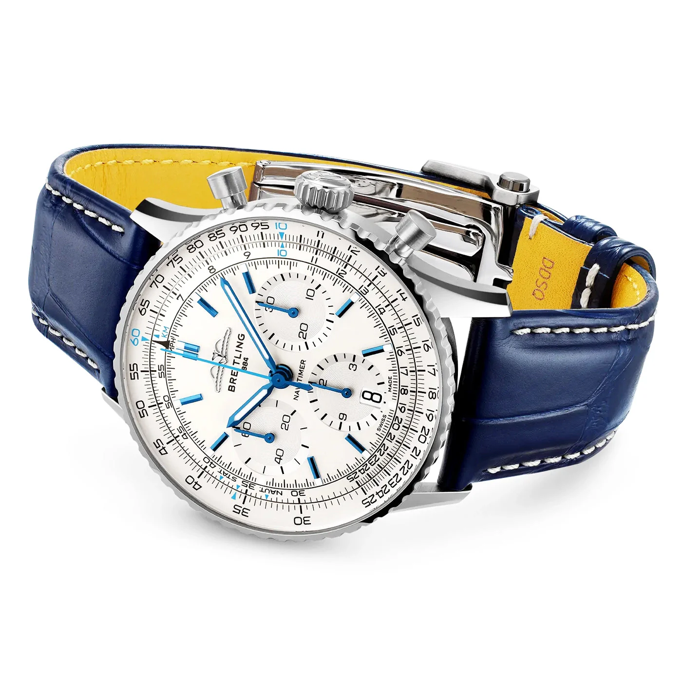 Navitimer 41mm White/Blue Dial Men's Chronograph Strap Watch - Image 4