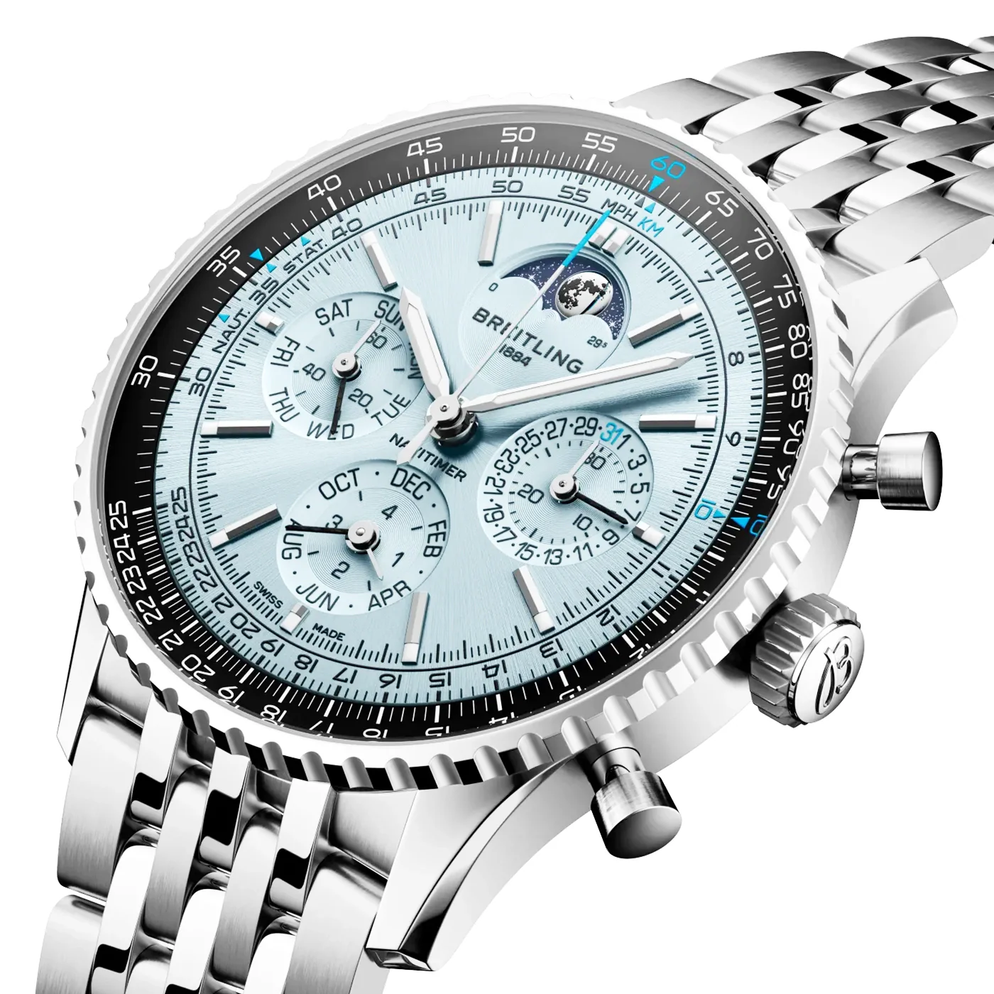 Navitimer B19 Perpetual Calendar 43mm Ice Blue Dial Mens Watch - Image 2