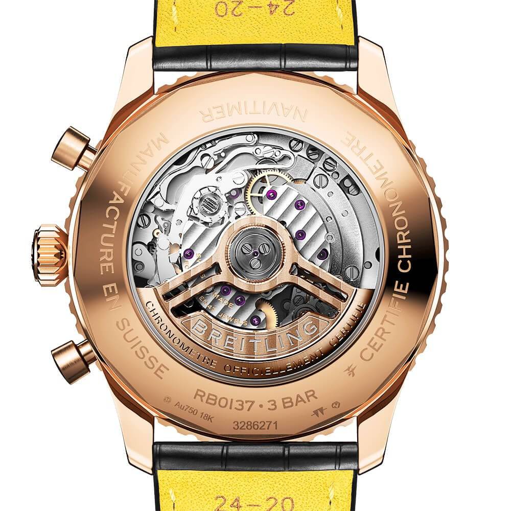 Navitimer 18ct Red Gold 46mm Silver Dial Men's Chronograph Strap Watch - Image 3