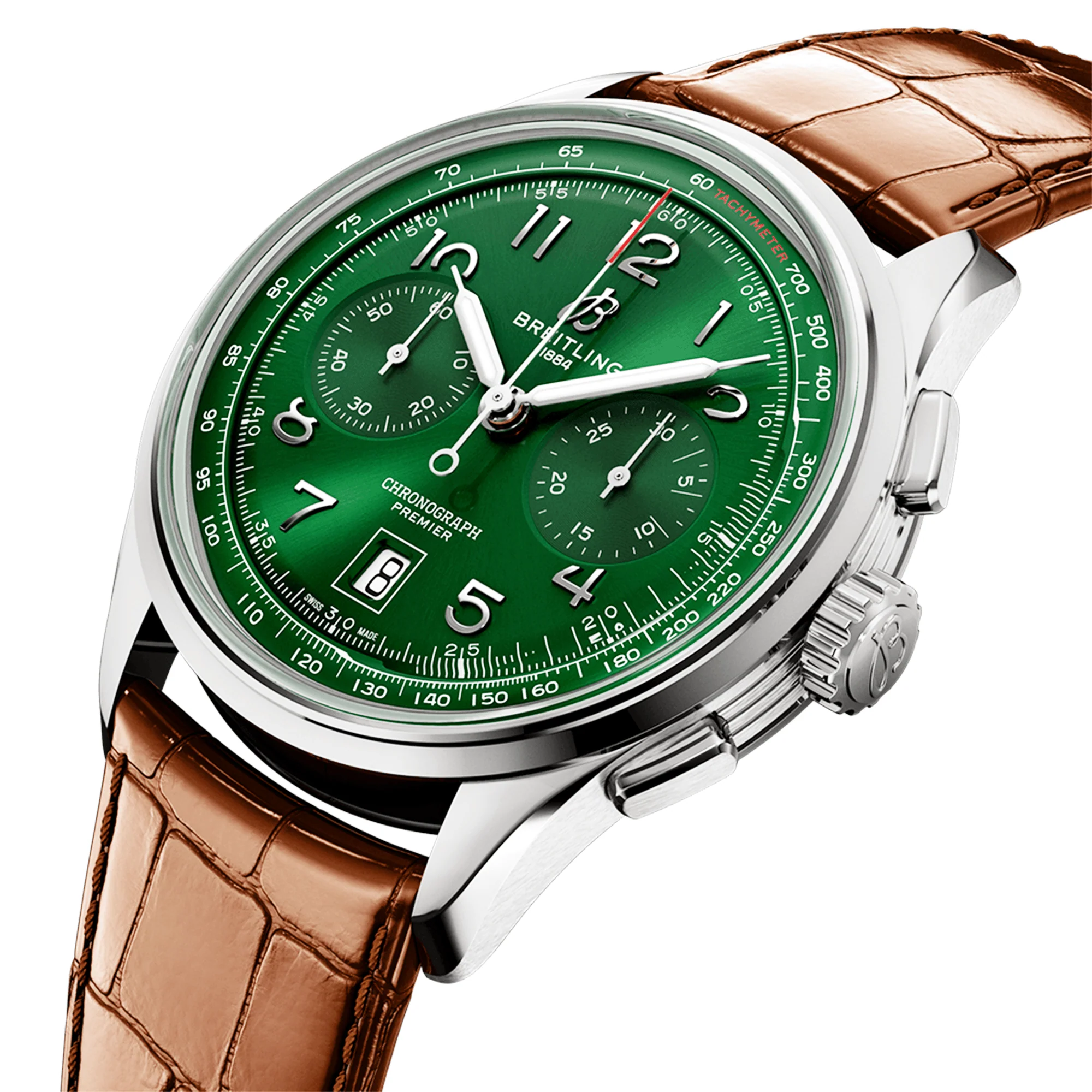 Premier B01 42mm Green Dial Mens Automatic Chronograph Strap Watch - Image 2