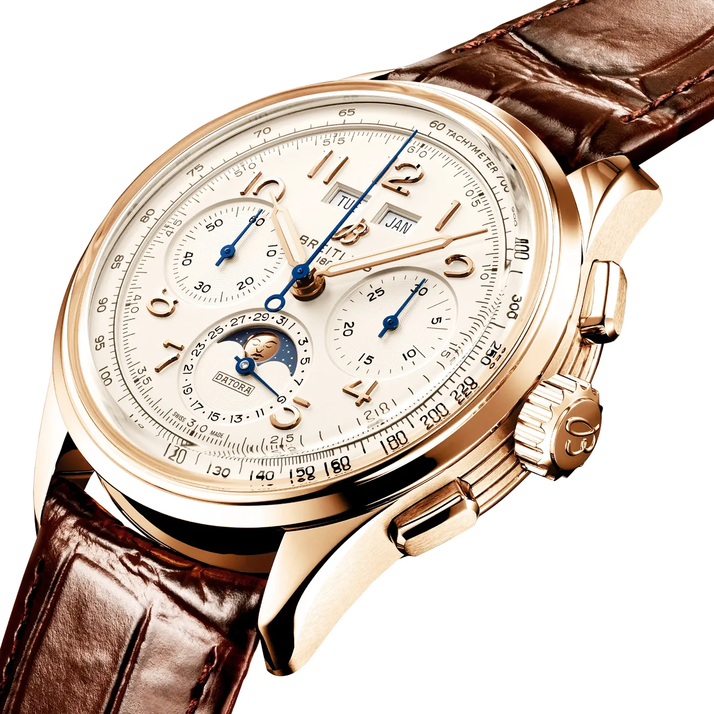 Premier B25 Datora 42mm 18ct Rose Gold Automatic Strap Watch - Image 2