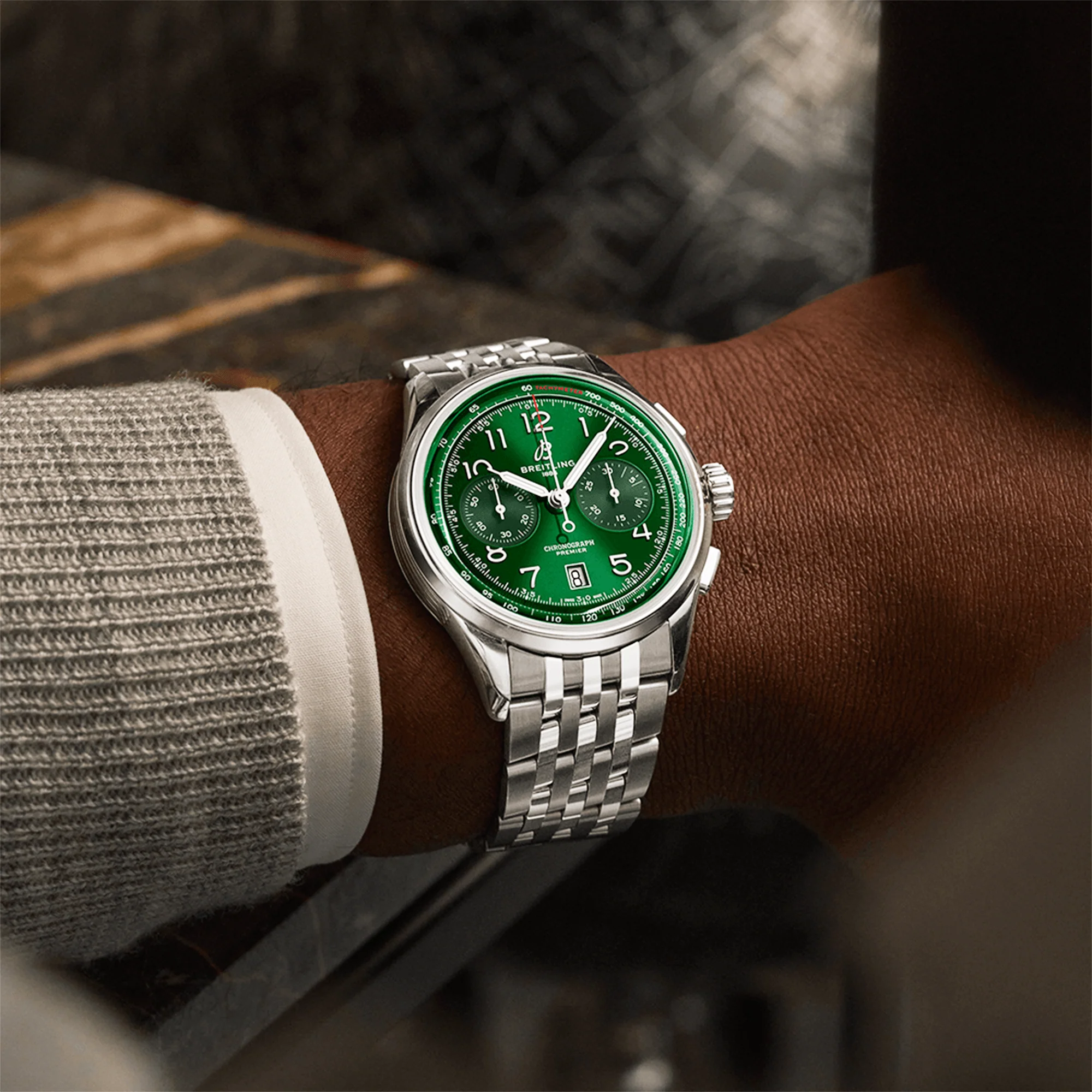 Premier B01 42mm Green Sunray Dial Automatic Chronograph Watch - Image 3