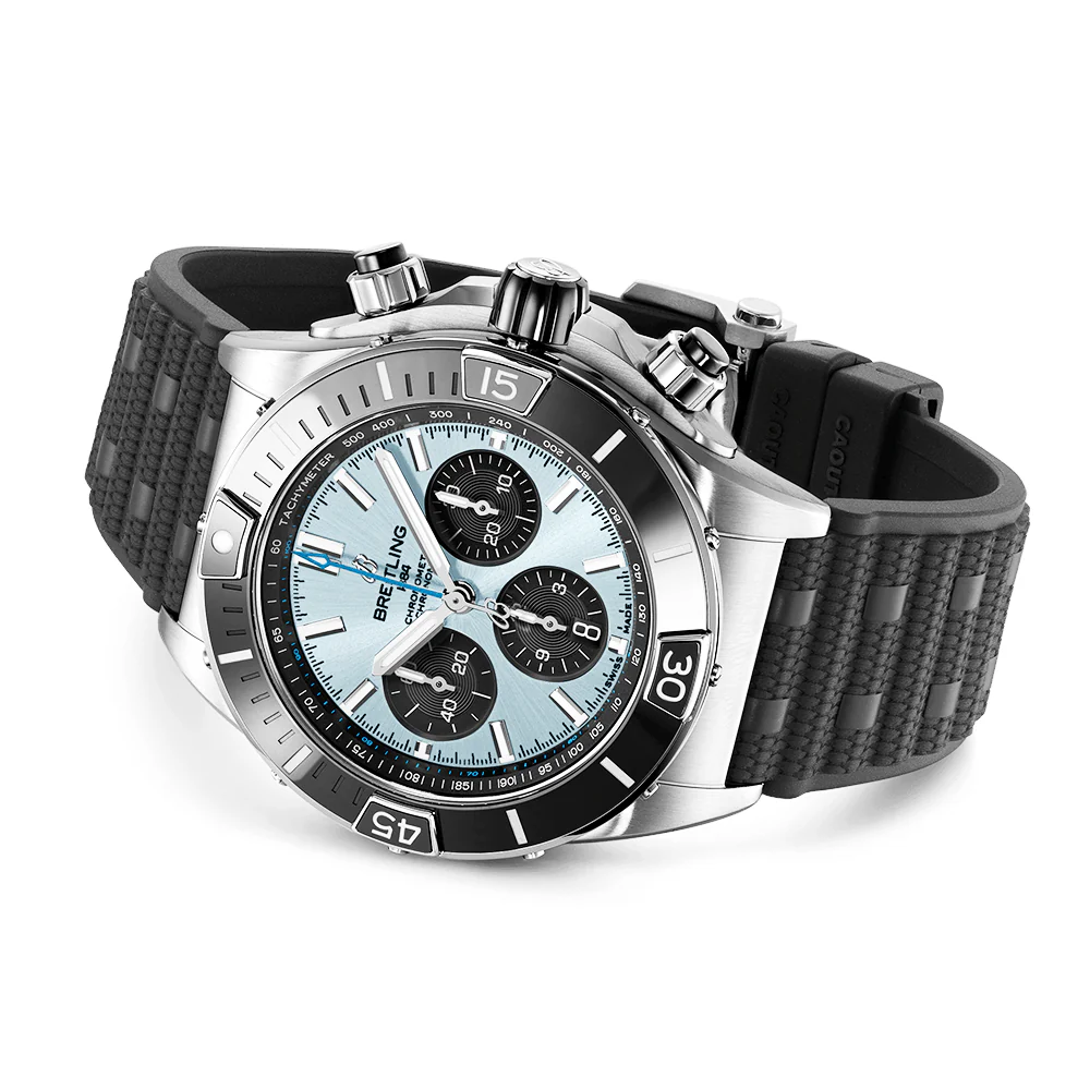 Super Chronomat Steel & Platinum 44mm Ice Blue Dial Strap Watch - Image 3