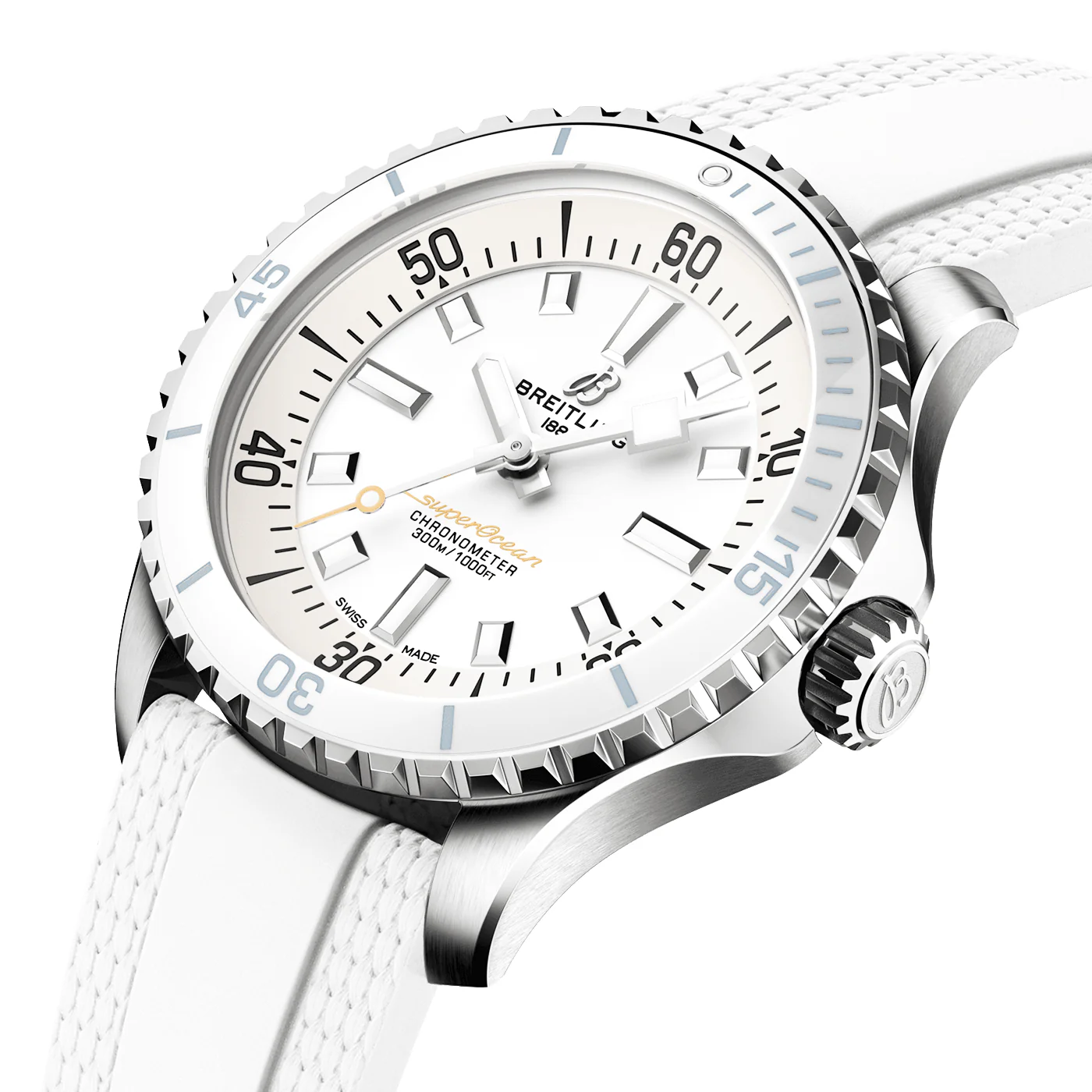 Superocean 36mm White Dial Automatic Rubber Strap Watch - Image 2
