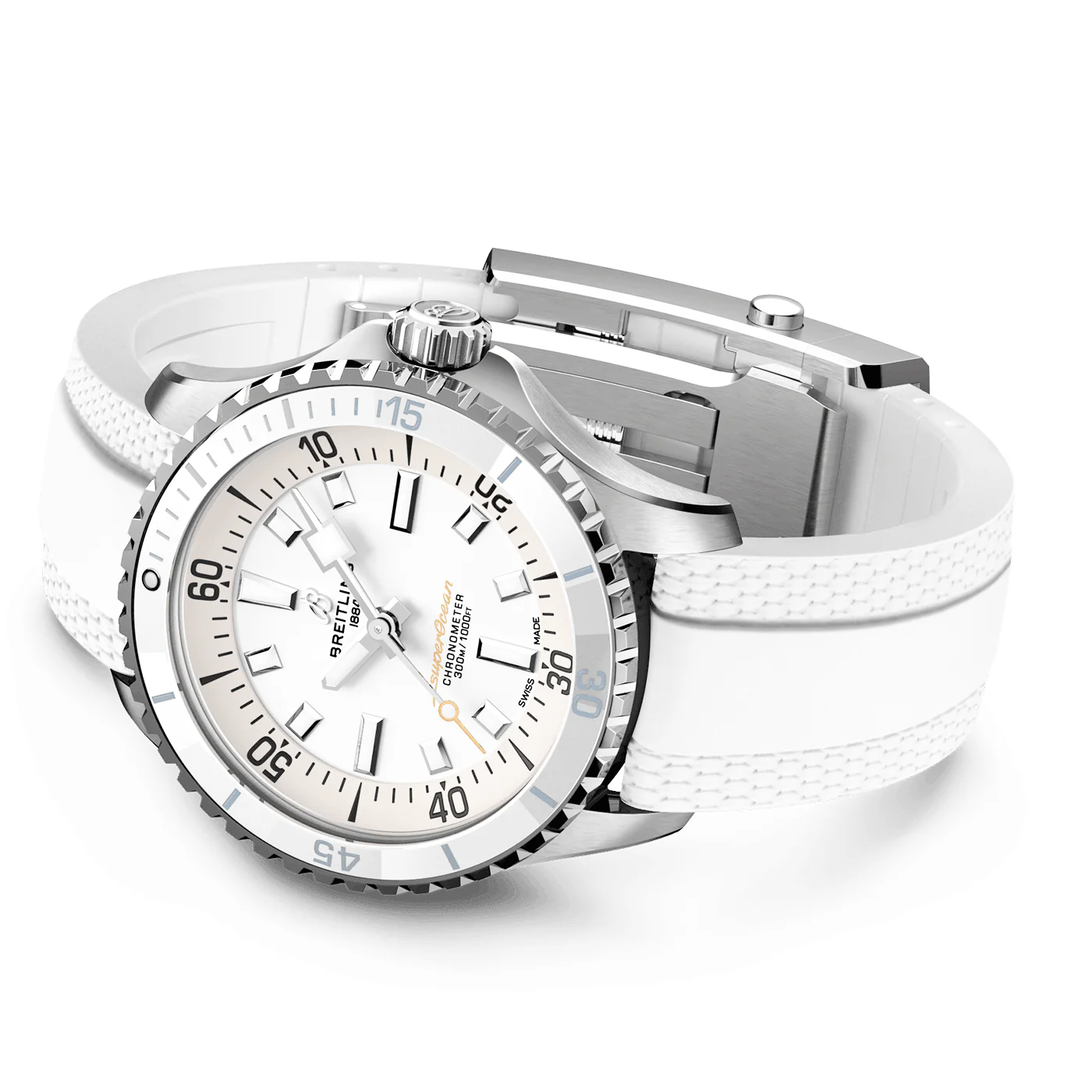 Superocean 36mm White Dial Automatic Rubber Strap Watch - Image 3