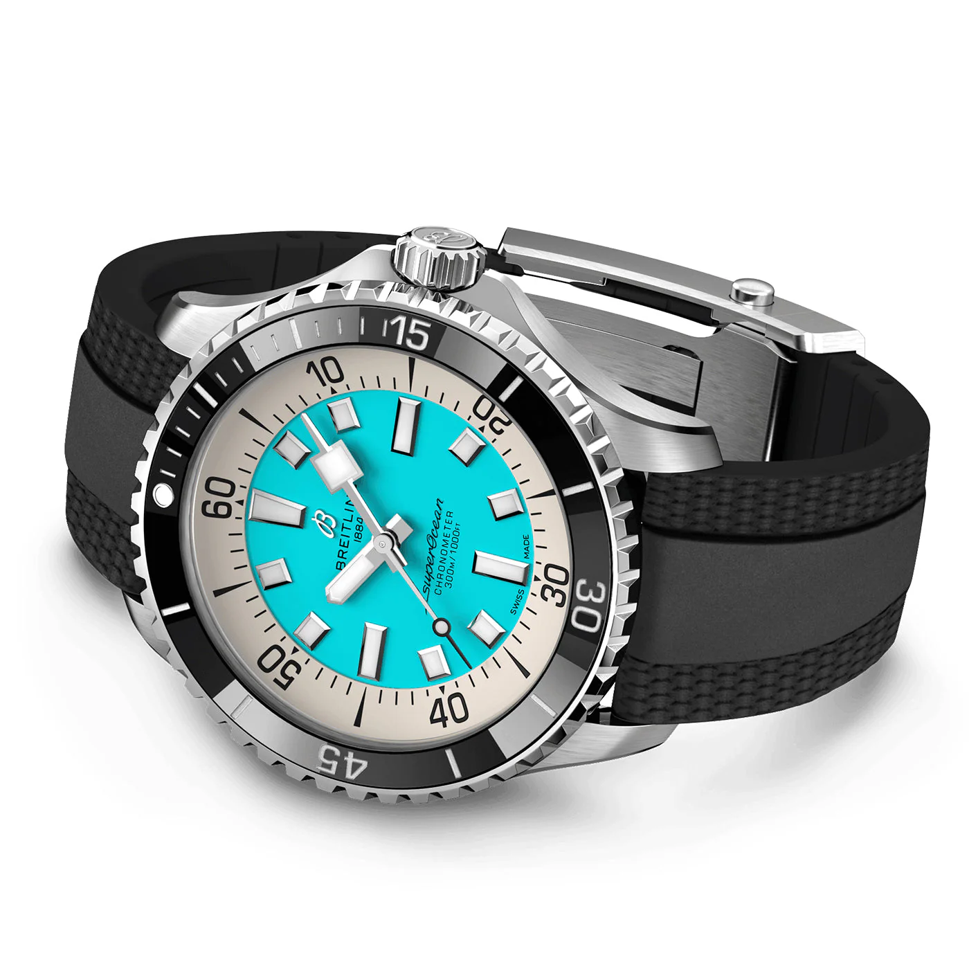 Superocean 44mm Turquoise Dial Men's Automatic Strap Watch - Image 5