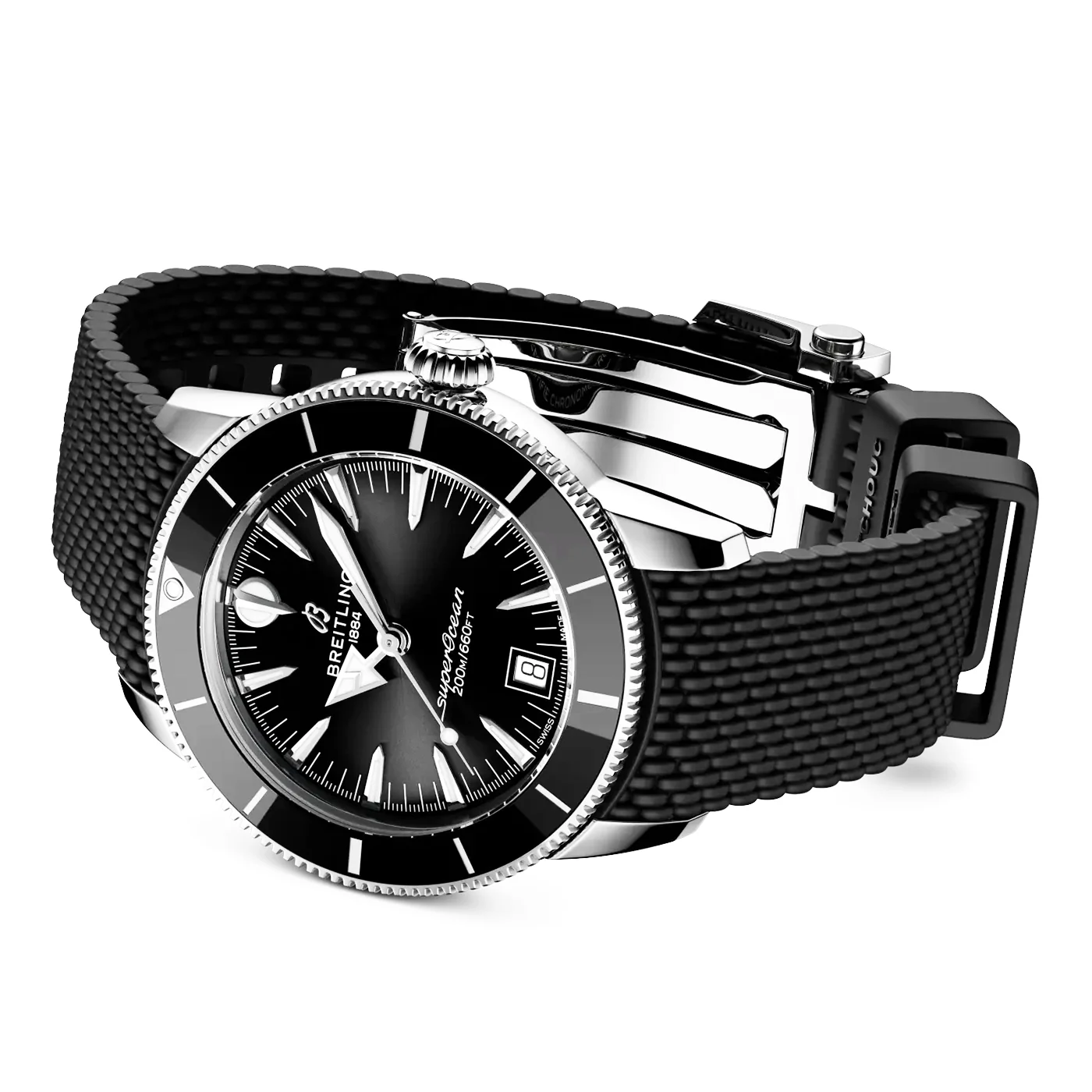 Superocean Heritage B31 40mm Black Dial Rubber Strap Watch - Image 3