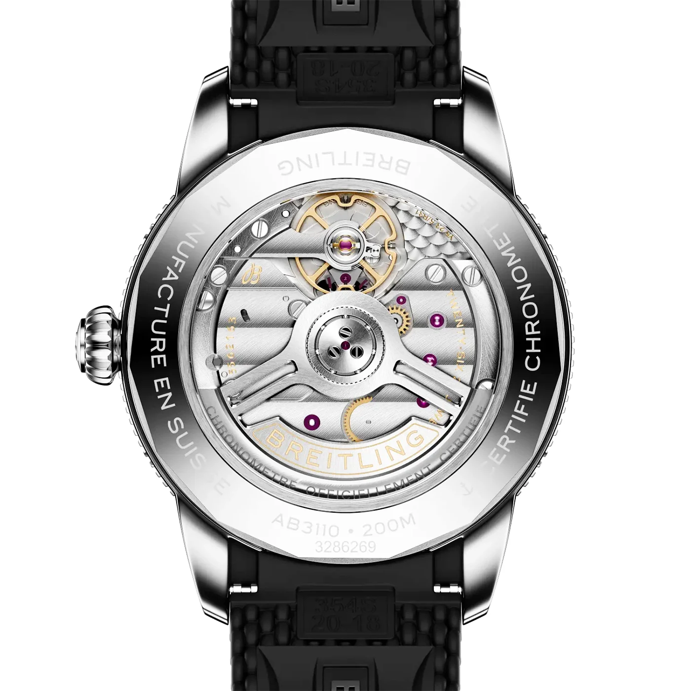 Superocean Heritage B31 40mm Black Dial Rubber Strap Watch - Image 4