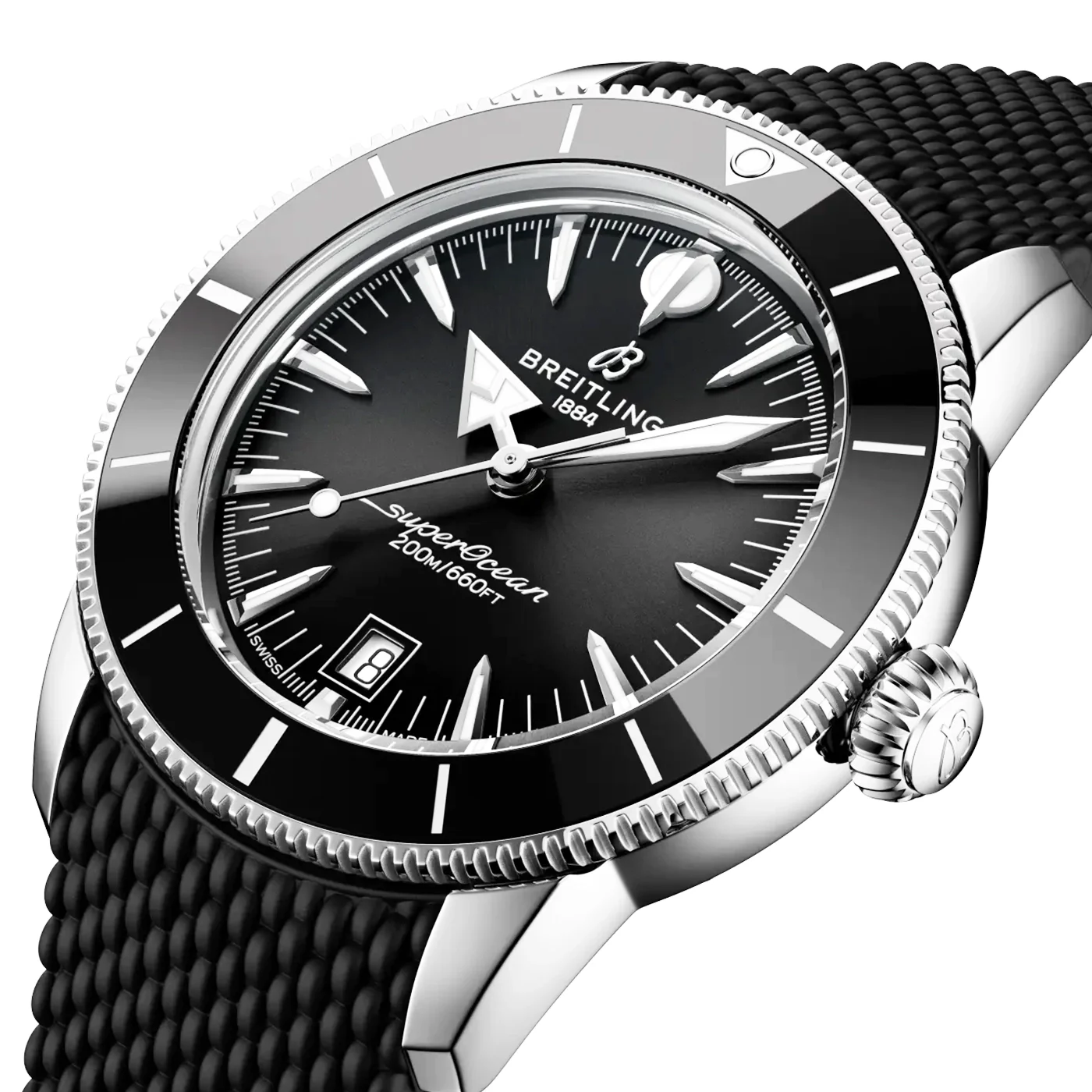 Superocean Heritage B31 44mm Black Dial Rubber Strap Watch - Image 2