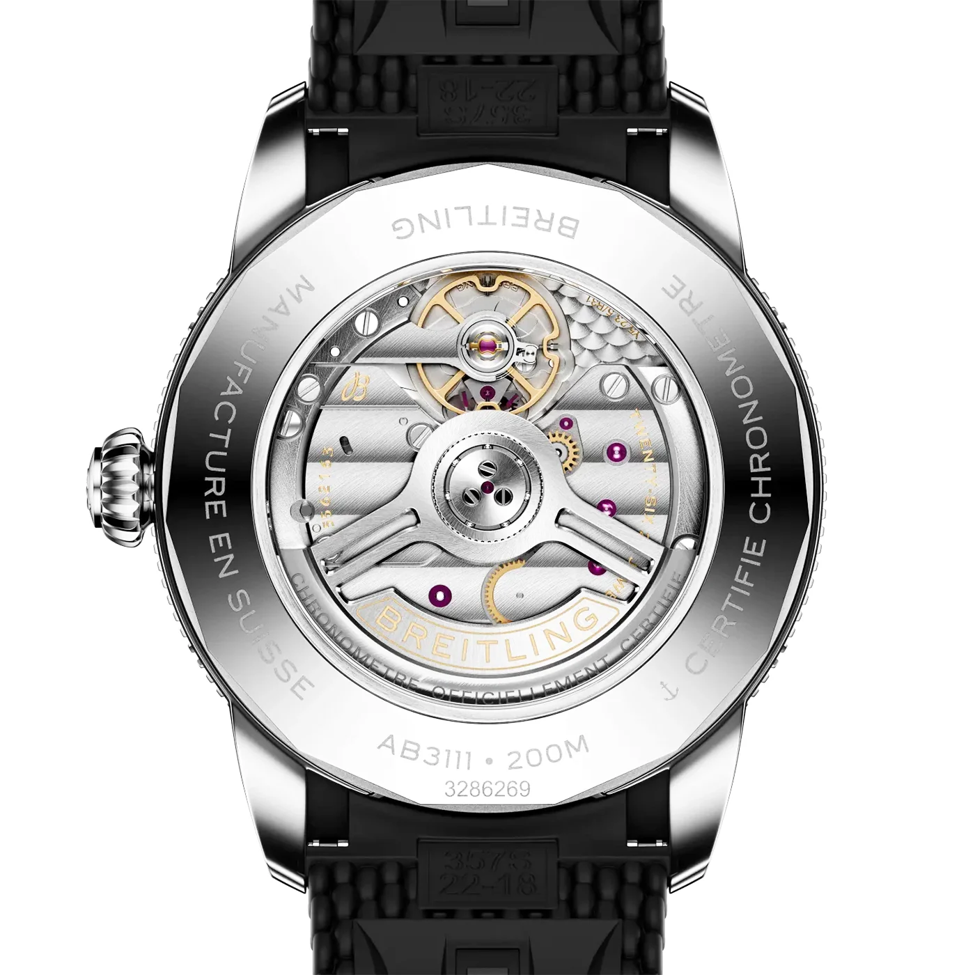 Superocean Heritage B31 44mm Black Dial Rubber Strap Watch - Image 4