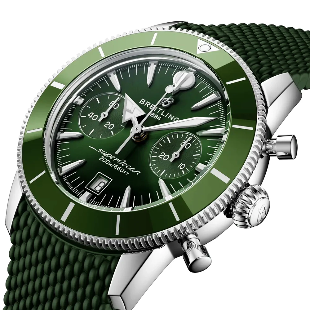 Superocean Heritage Chronograph 42mm Green Dial Strap Watch - Image 2