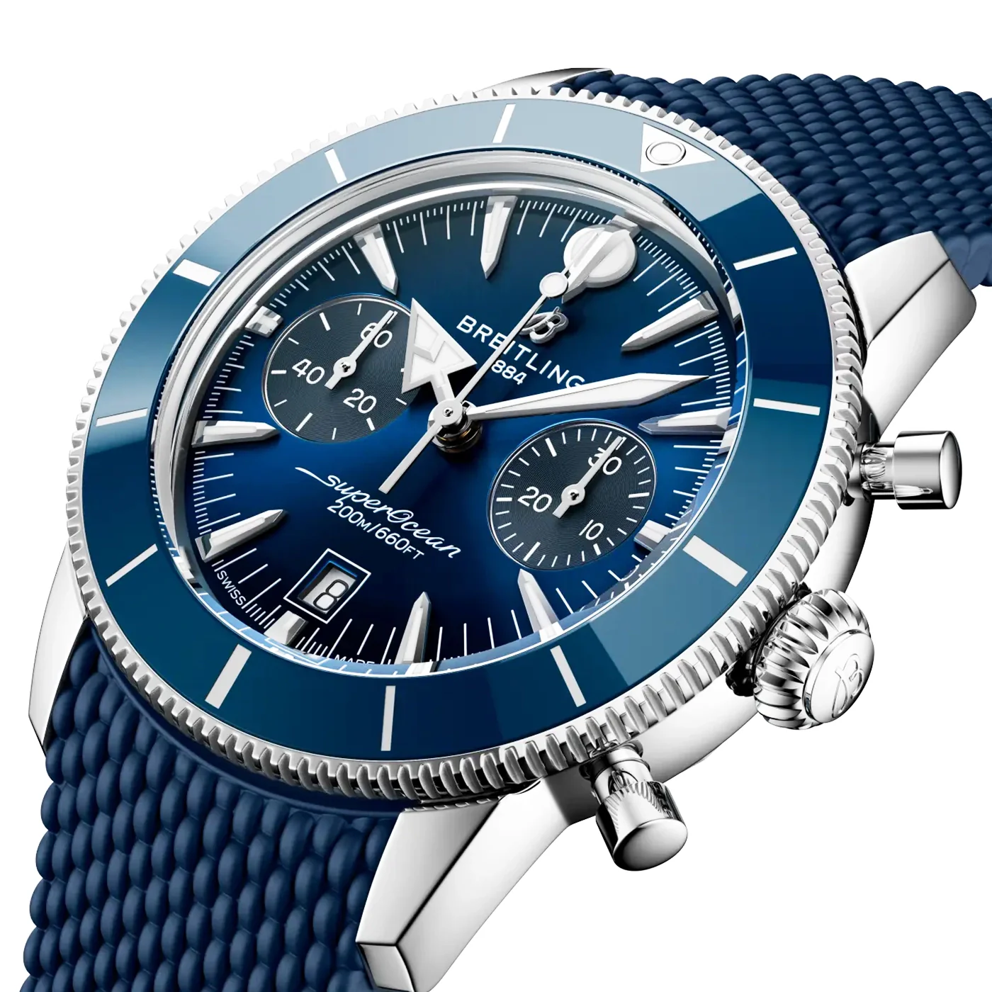 Superocean Heritage Chronograph 42mm Blue Dial Rubber Strap Watch - Image 2