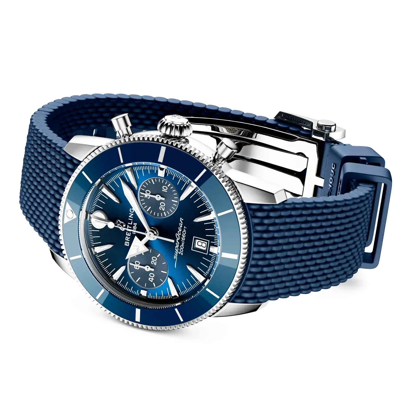 Superocean Heritage Chronograph 42mm Blue Dial Rubber Strap Watch - Image 3