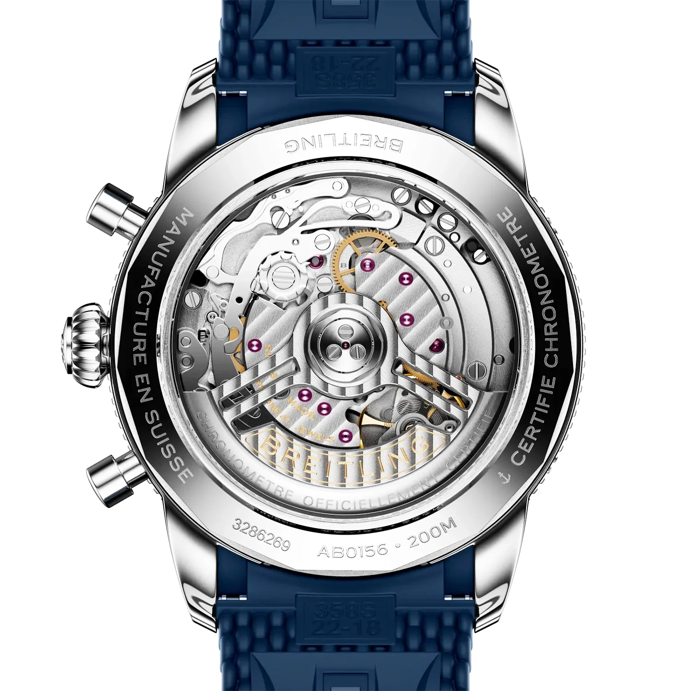 Superocean Heritage Chronograph 42mm Blue Dial Rubber Strap Watch - Image 4