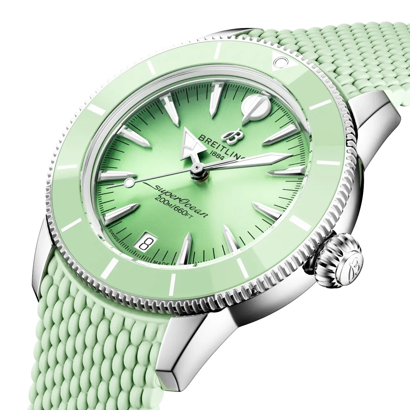 Superocean Heritage 36mm Mint Green Dial Rubber Strap Watch - Image 2
