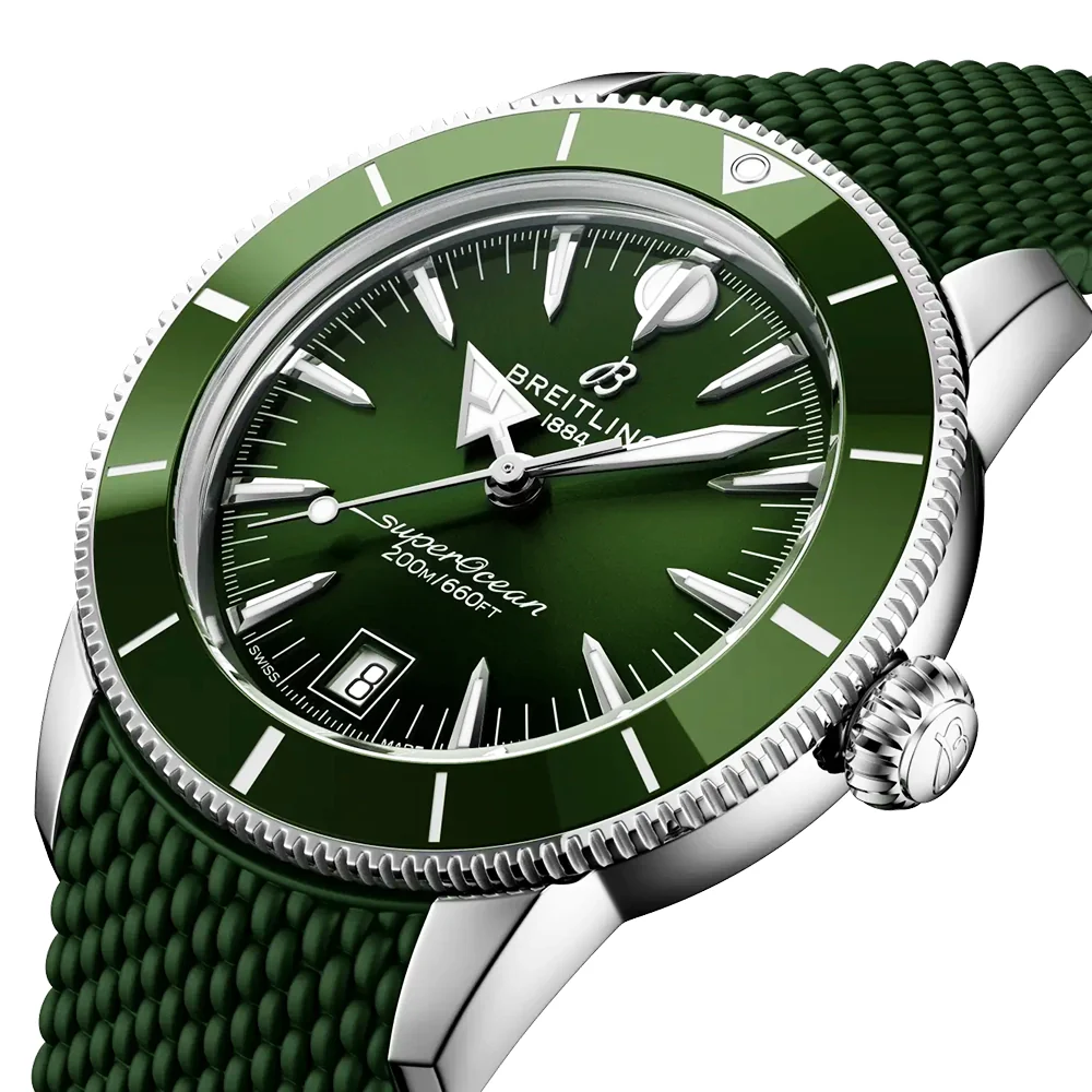 Superocean Heritage B31 40mm Green Dial Rubber Strap Watch - Image 2