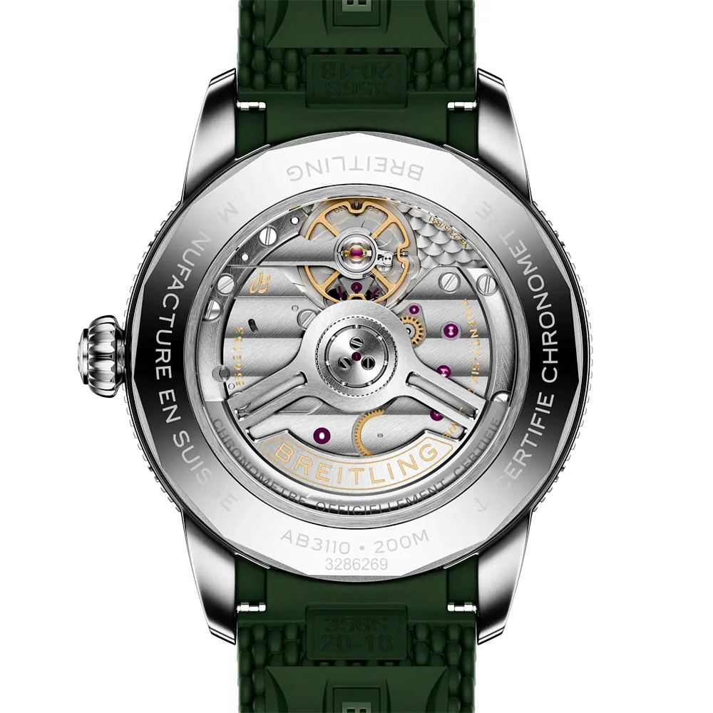 Superocean Heritage B31 40mm Green Dial Rubber Strap Watch - Image 4