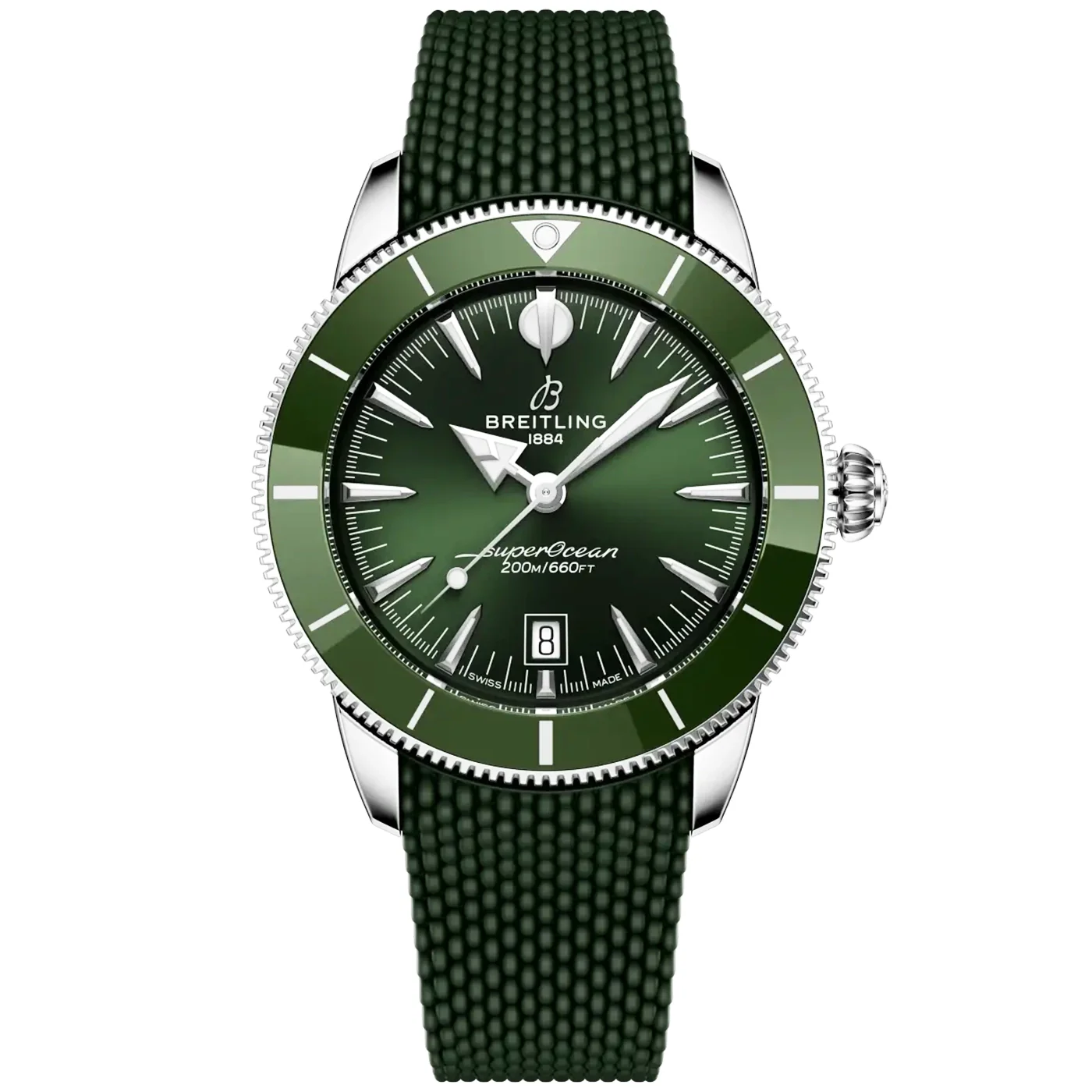 Superocean Heritage B31 44mm Green Dial Rubber Strap Watch