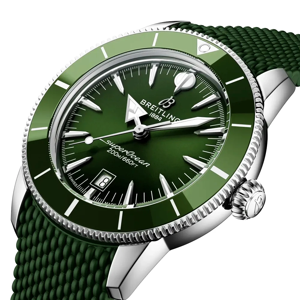 Superocean Heritage B31 44mm Green Dial Rubber Strap Watch - Image 2