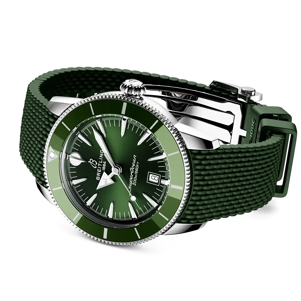 Superocean Heritage B31 44mm Green Dial Rubber Strap Watch - Image 3