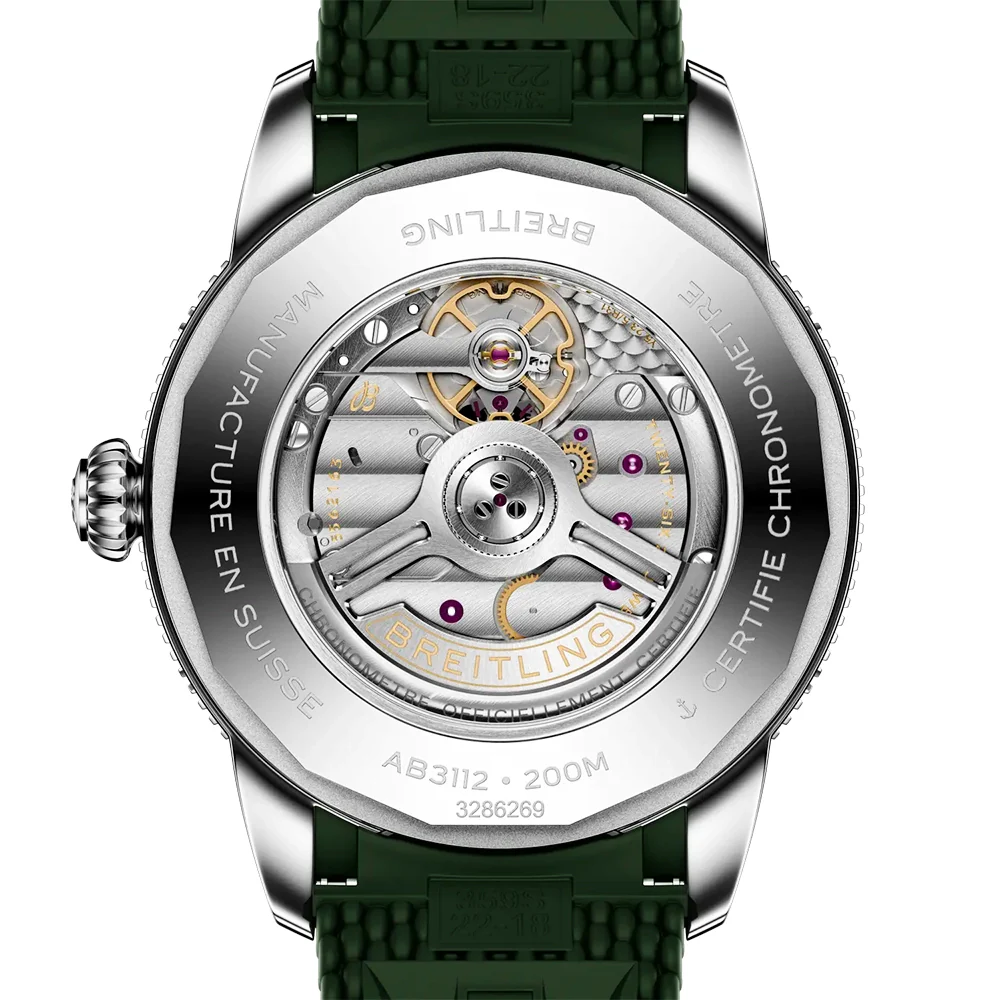Superocean Heritage B31 44mm Green Dial Rubber Strap Watch - Image 4