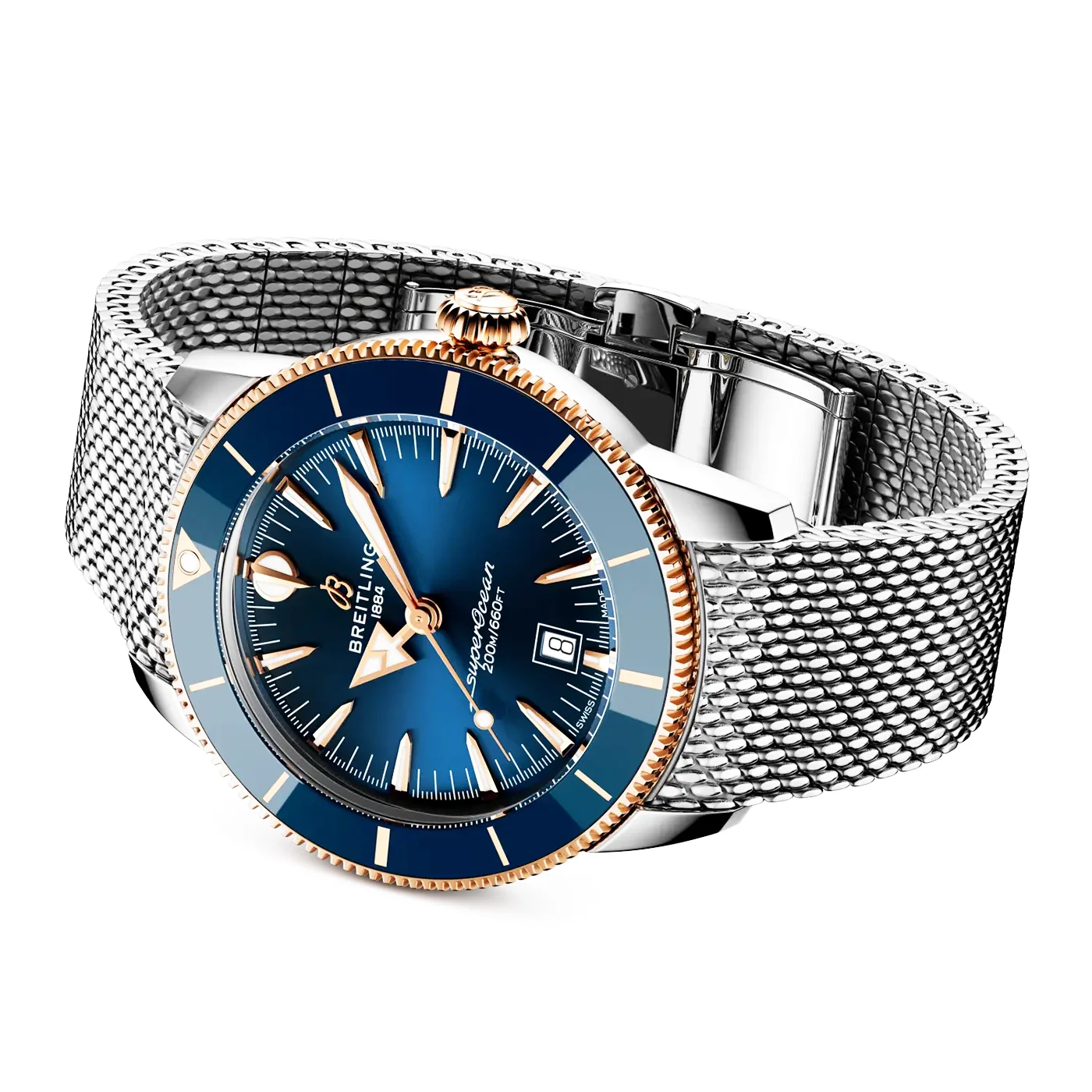 Superocean Heritage B31 44mm Two-Tone Blue Dial Bracelet Watch - Image 3