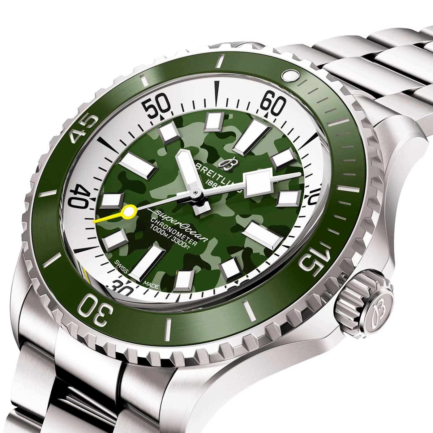 Superocean Super Diver 46mm Green Camo Dial Bracelet Watch - Image 3