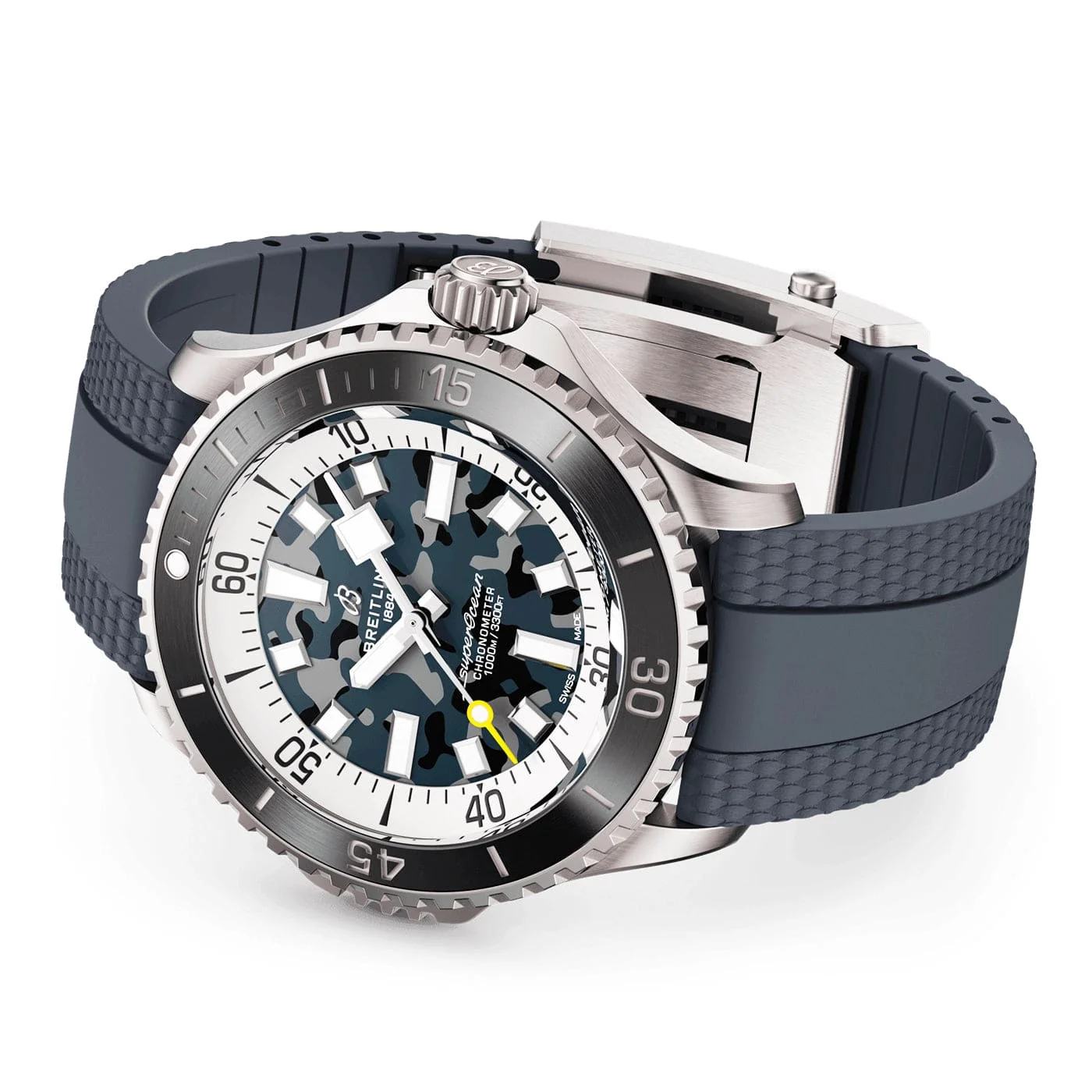 Superocean Super Diver 46mm Grey Camo Dial Rubber Strap Watch - Image 2