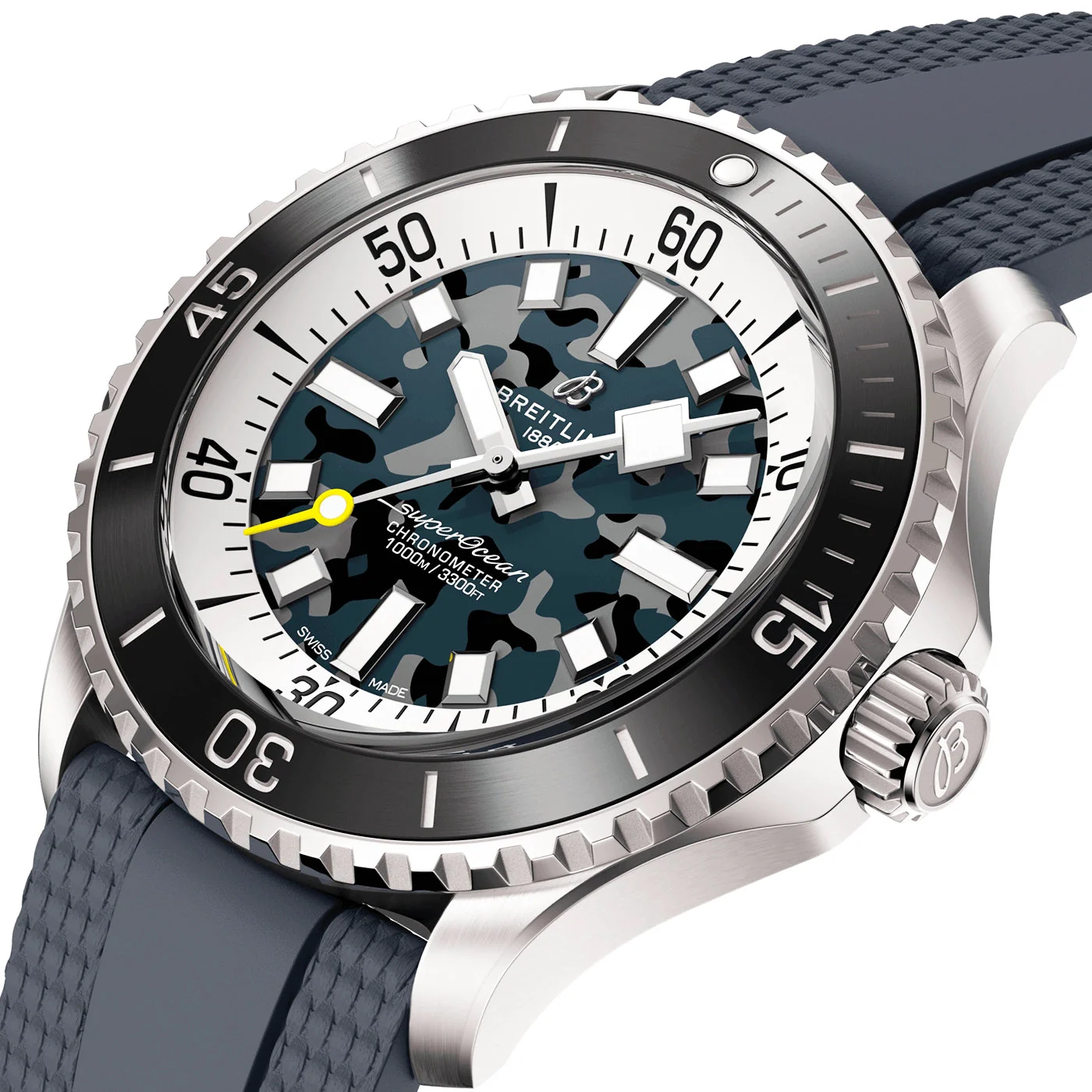 Superocean Super Diver 46mm Grey Camo Dial Rubber Strap Watch - Image 4